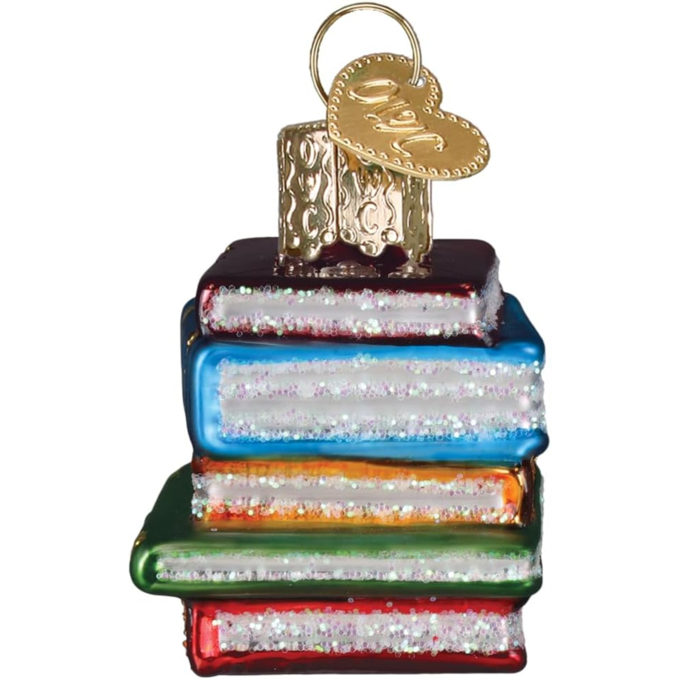 Old World Christmas Blown Glass Ornament for Christmas Tree, Gumdrops (Mini) Collection, Stack of Books