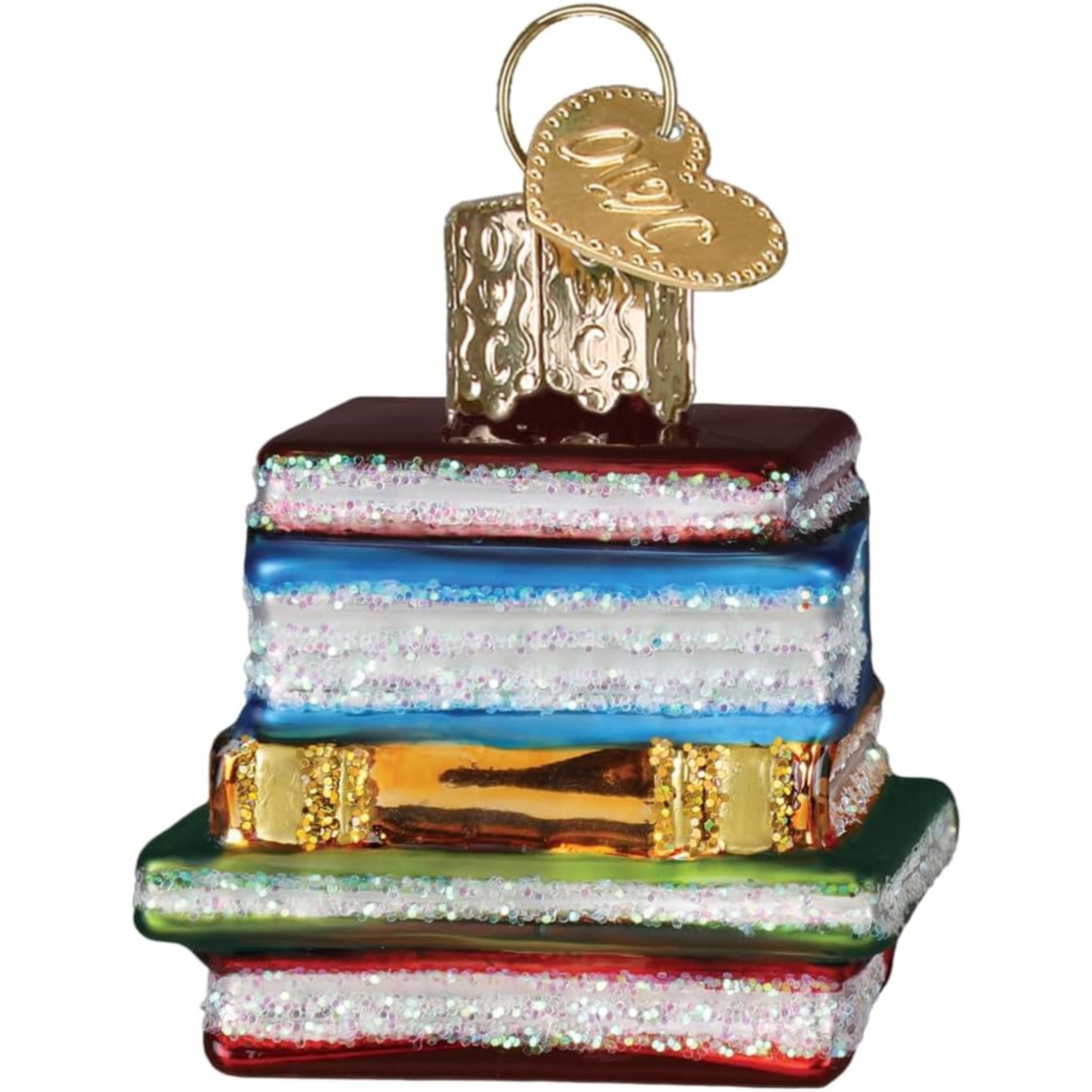 Old World Christmas Blown Glass Ornament for Christmas Tree, Gumdrops (Mini) Collection, Stack of Books