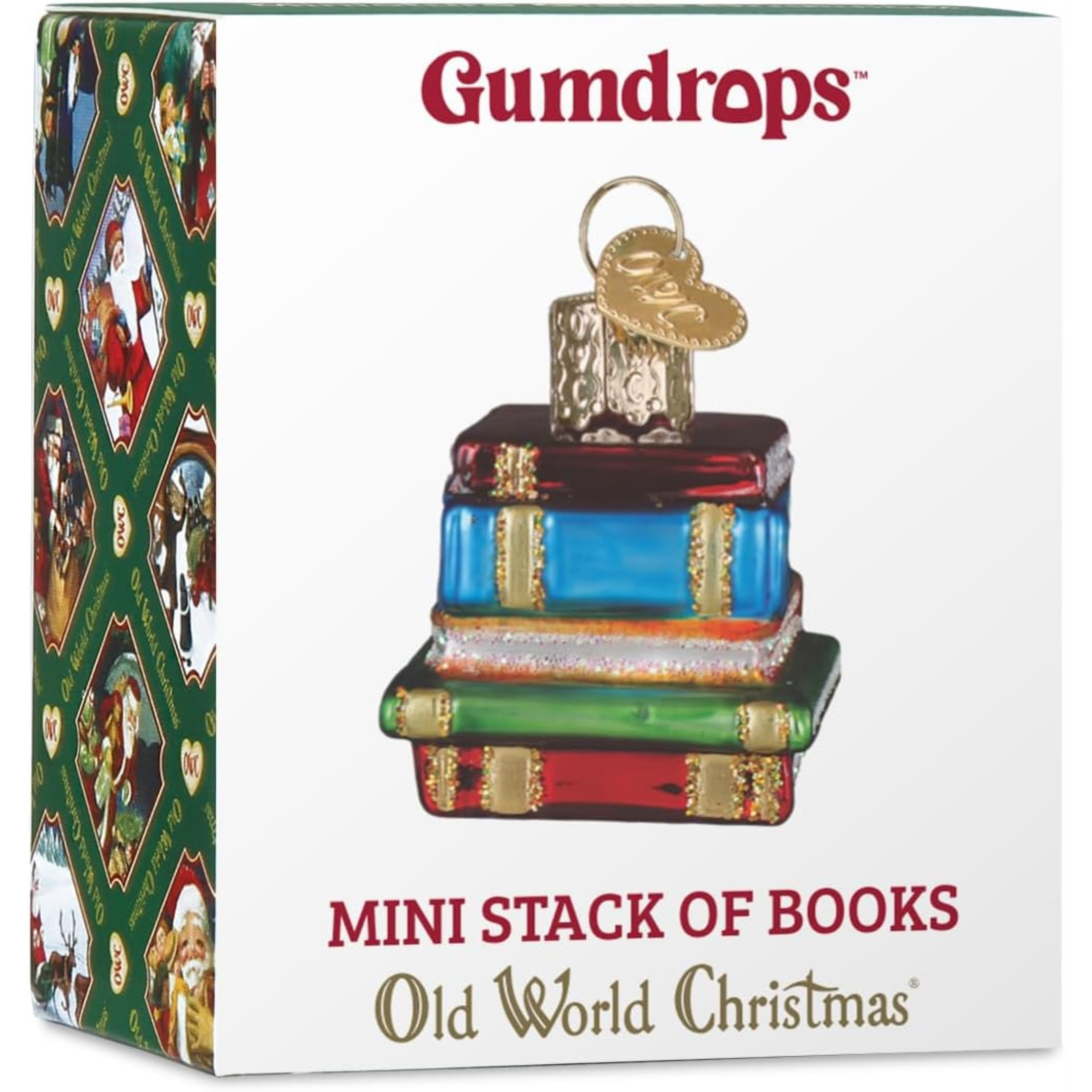 Old World Christmas Blown Glass Ornament for Christmas Tree, Gumdrops (Mini) Collection, Stack of Books