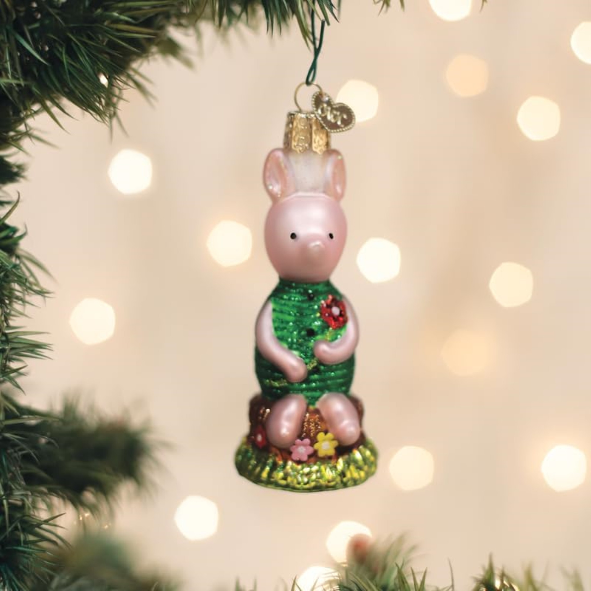 Old World Christmas Blown Glass Ornament for Christmas Tree, Piglet