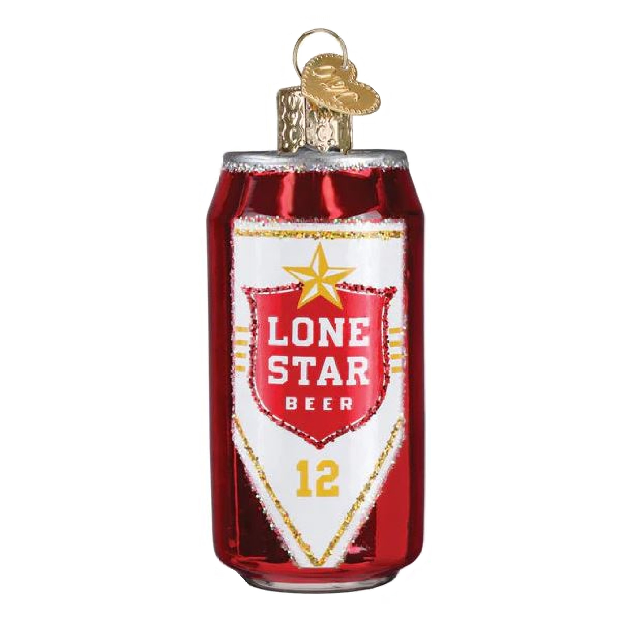 Old World Christmas Blown Glass Ornament for Christmas Tree, Lone Star Beer Can