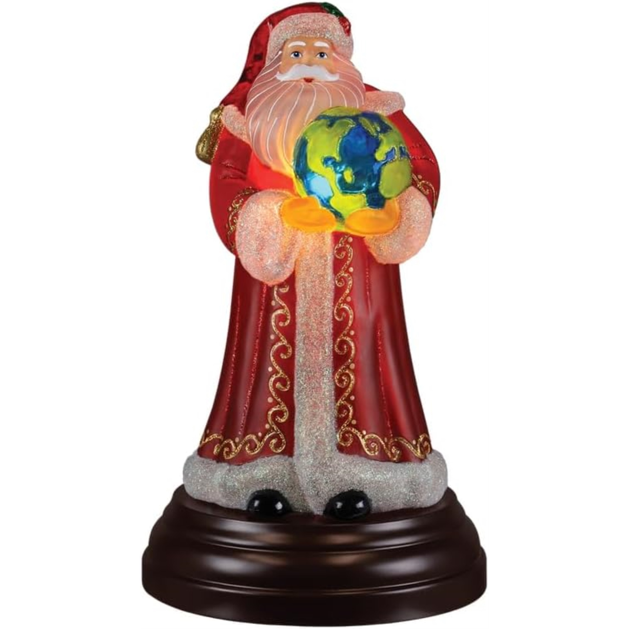 Old World Christmas Blown Glass Tabletop Lamp, World Peace Santa