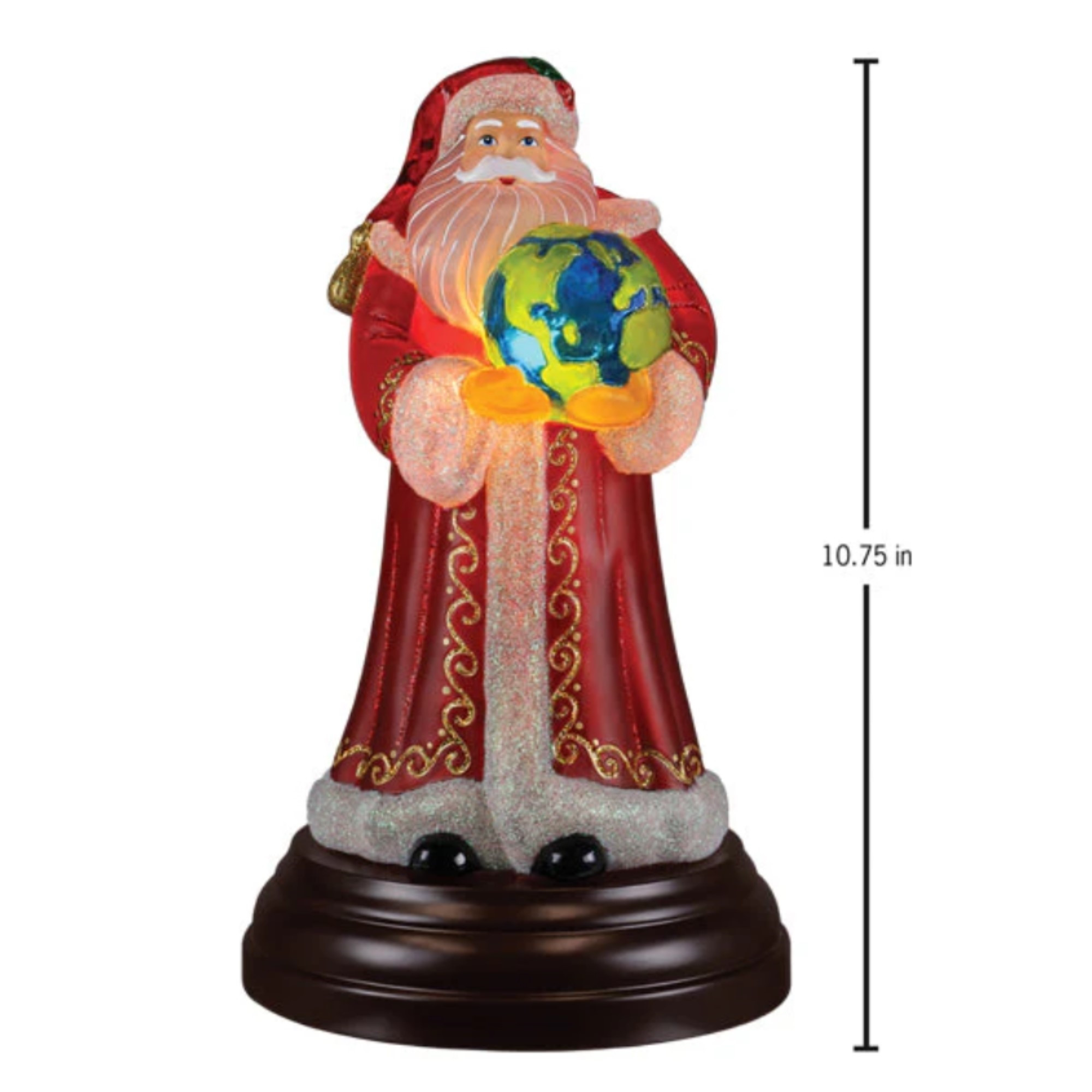 Old World Christmas Blown Glass Table Piece, World Peace Santa Light, 10.75"