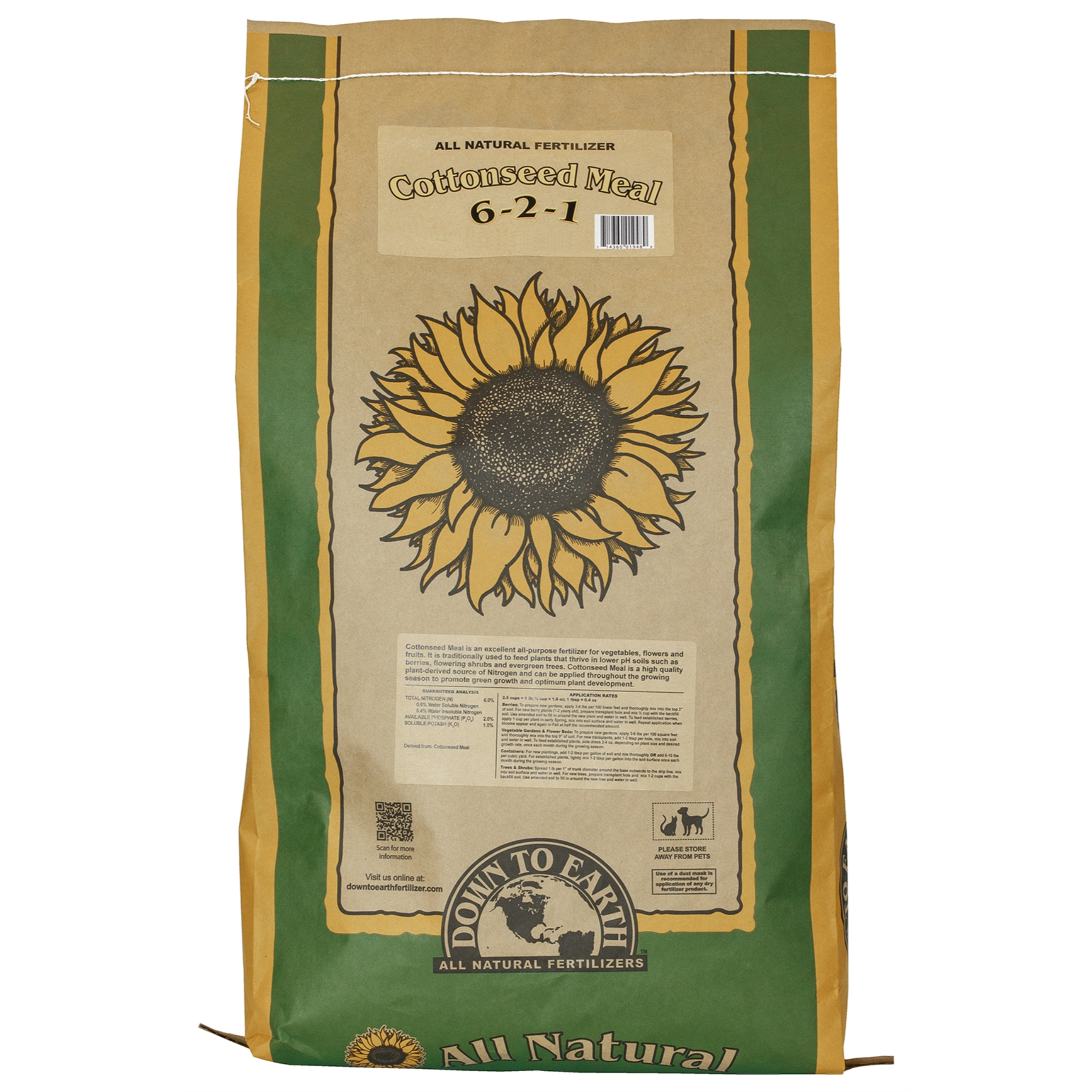 Down To Earth Cottonseed Meal 6-2-1 All-Natural Fertilizer