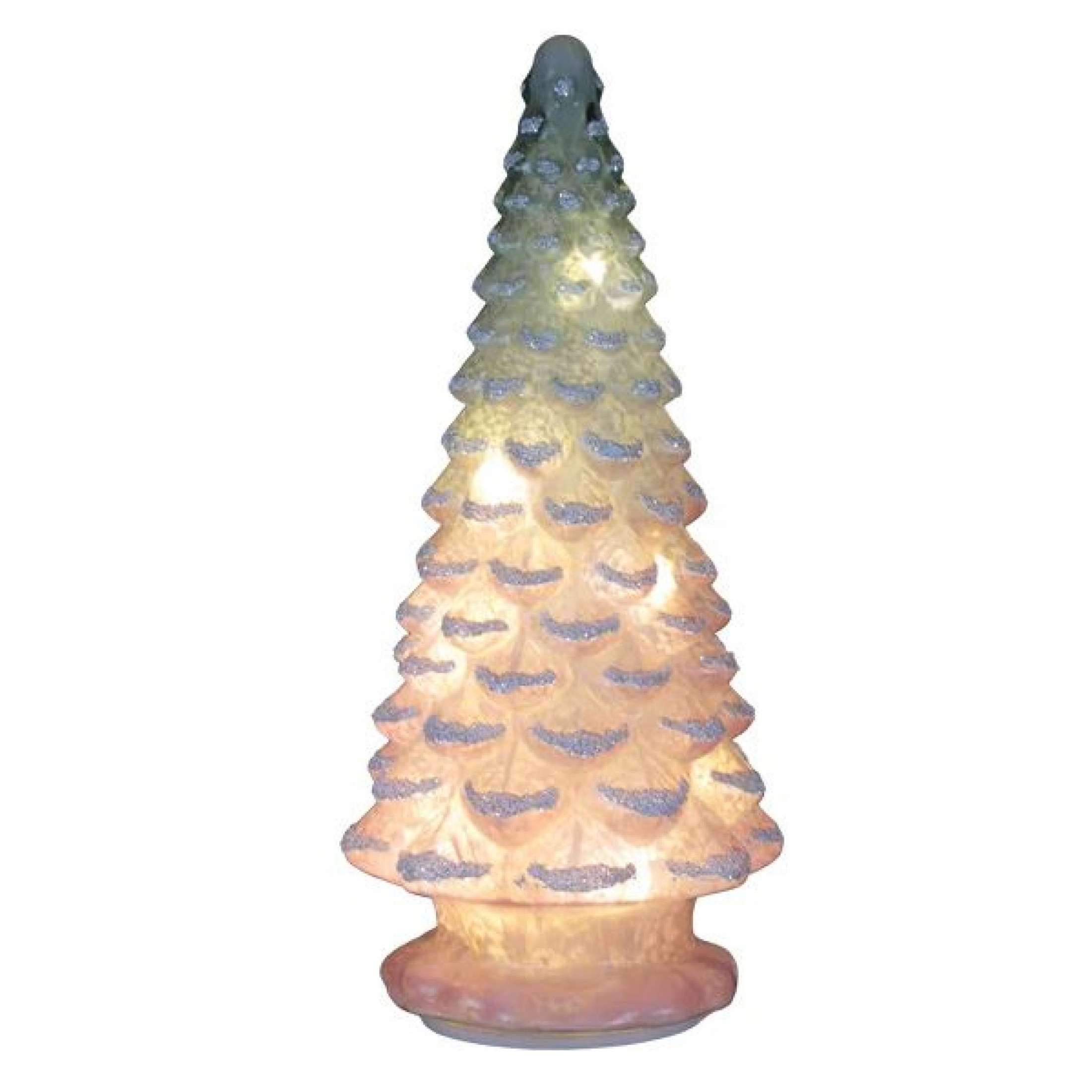 Old World Christmas Glass Battery-Operated Frosted Christmas Tree, Pink, 14in
