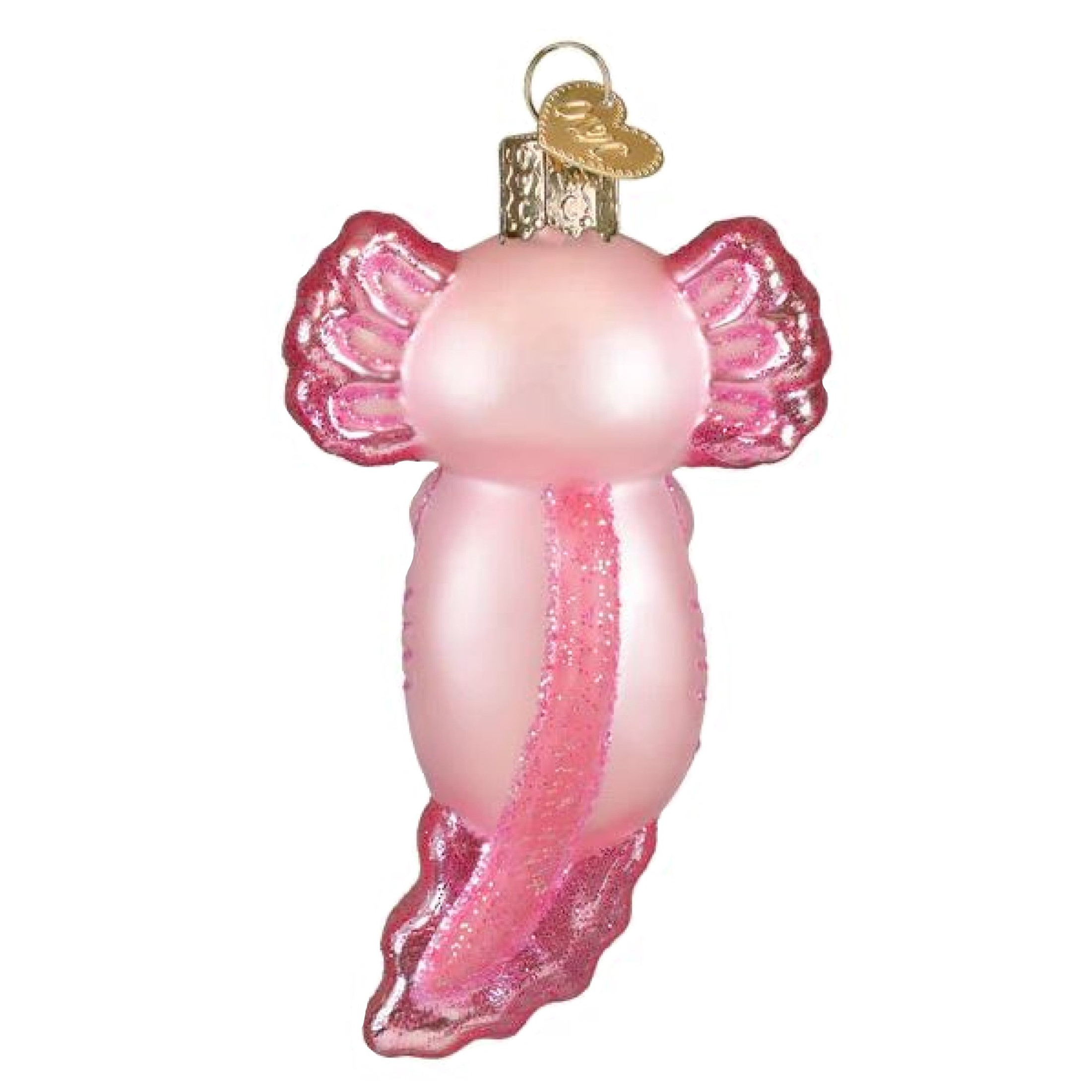 Old World Christmas Blown Glass Ornament for Christmas Tree, Axolotl with Candy Cane