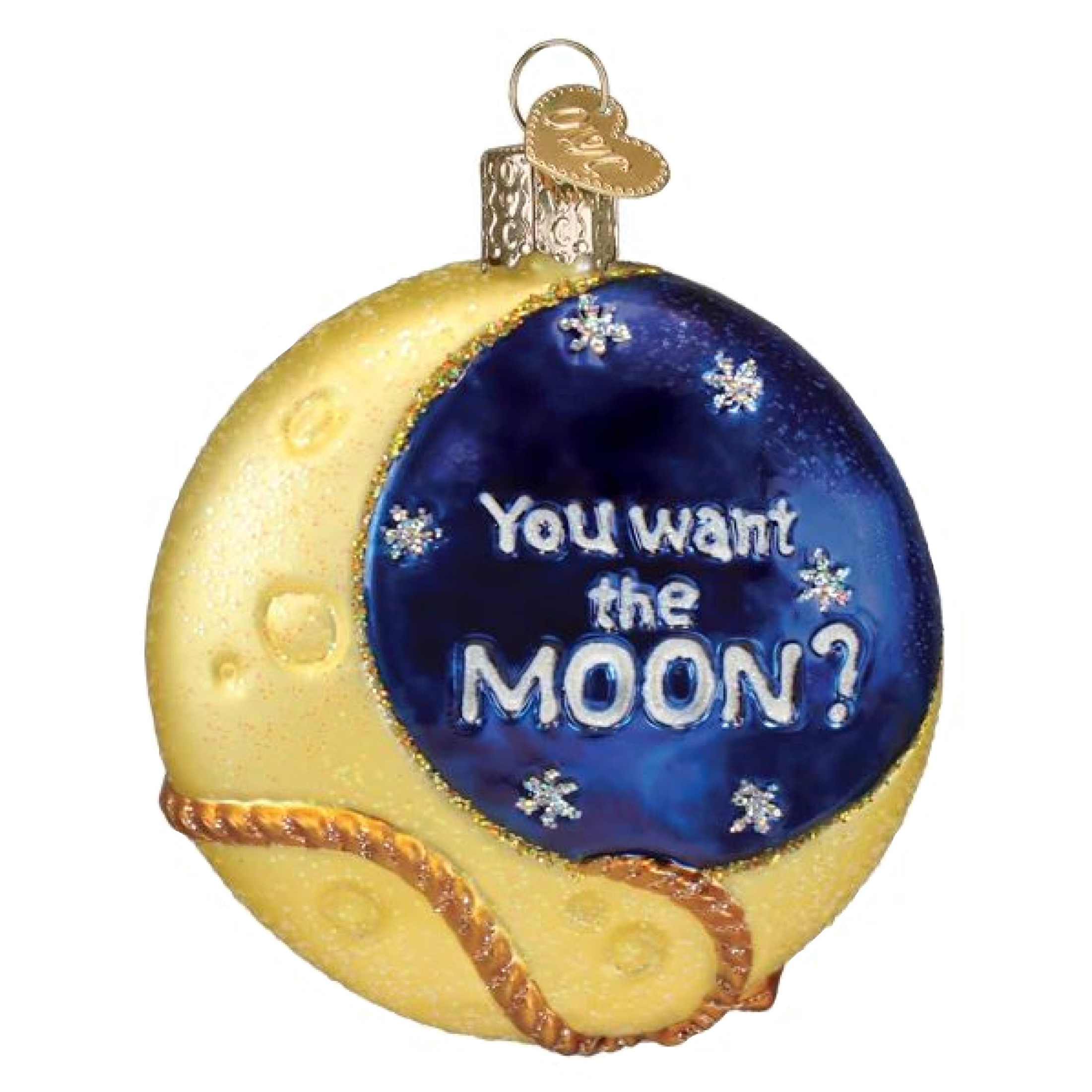 Old World Christmas Blown Glass Ornament for Christmas Tree, Lasso the Moon