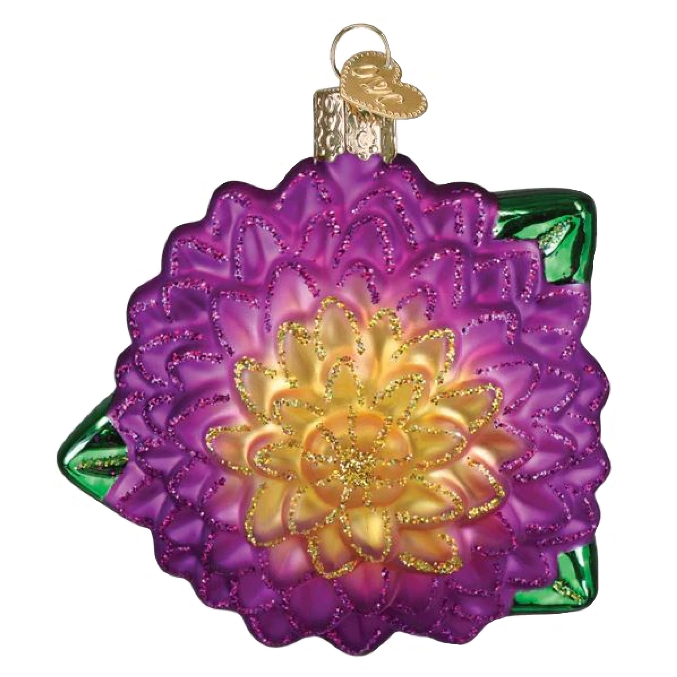 Old World Christmas Blown Glass Ornament for Christmas Tree, Dahlia