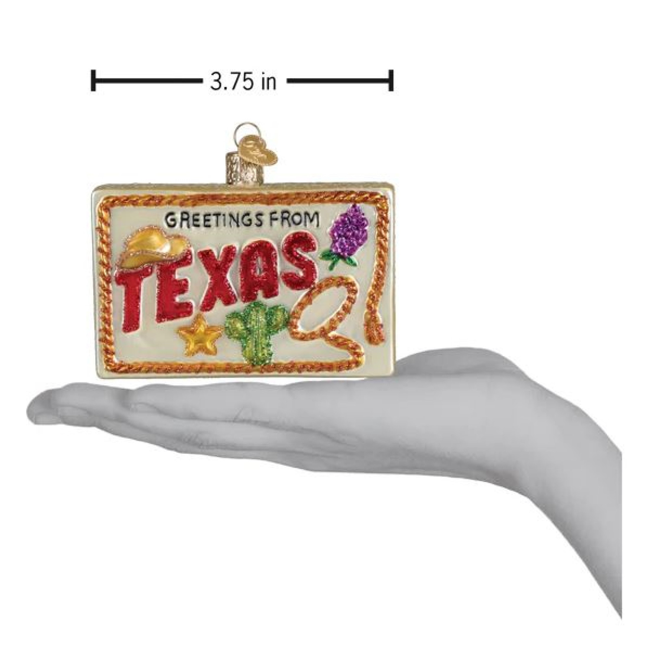 Old World Christmas Blown Glass Ornament for Christmas Tree, Texas Postcard