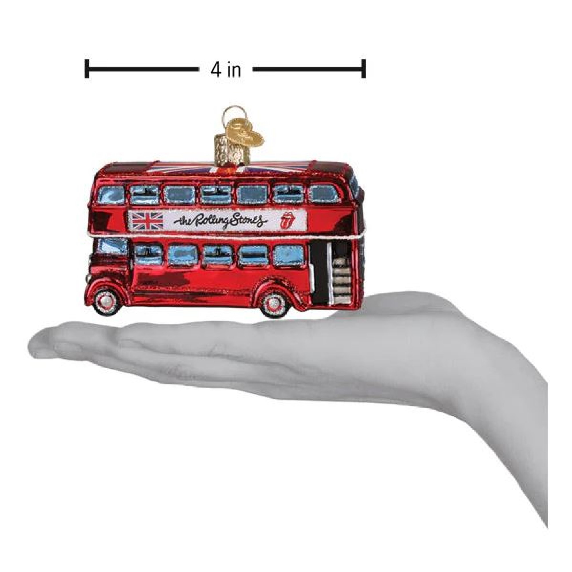 Old World Christmas Blown Glass Ornament for Christmas Tree, The Rolling Stones British Bus