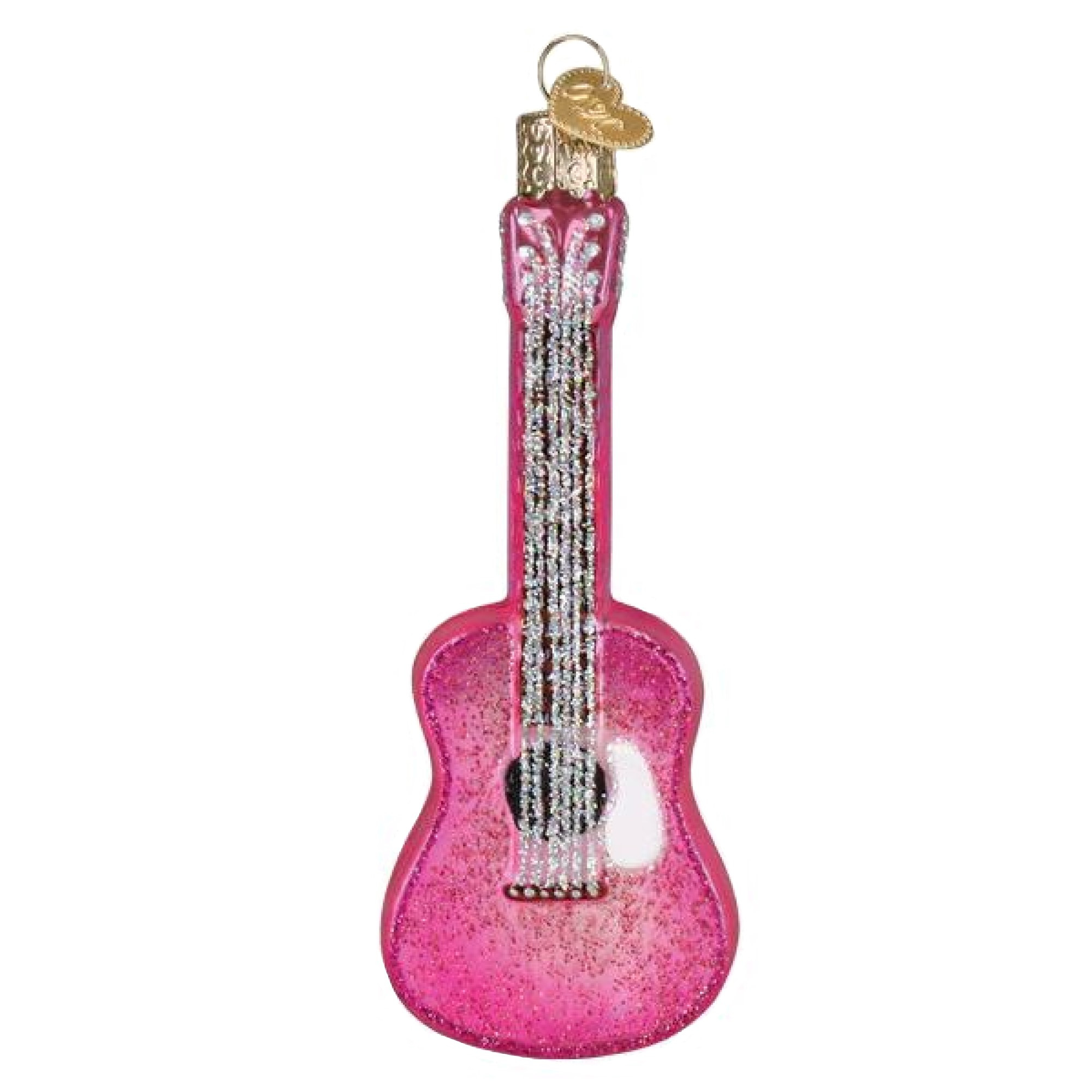 Old World Christmas Blown Glass Ornament for Christmas Tree, Glittered Glam Guitar