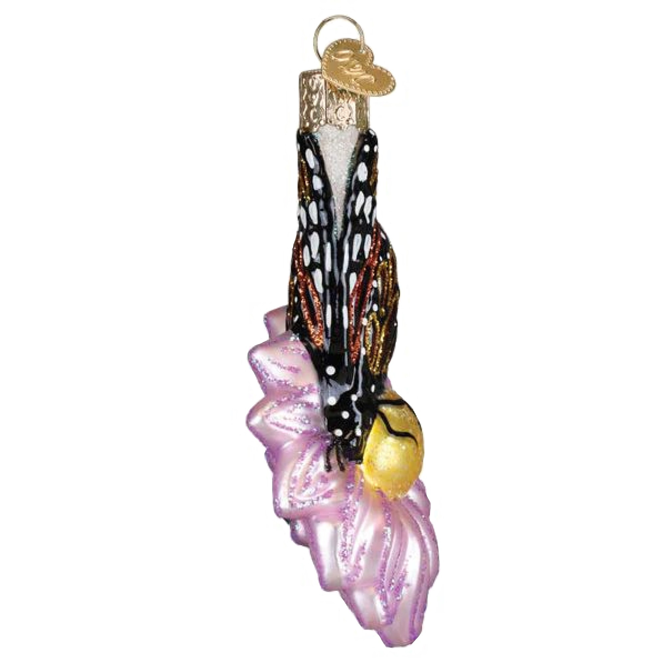 Old World Christmas Blown Glass Ornament for Christmas Tree, Monarch Butterfly on Flower