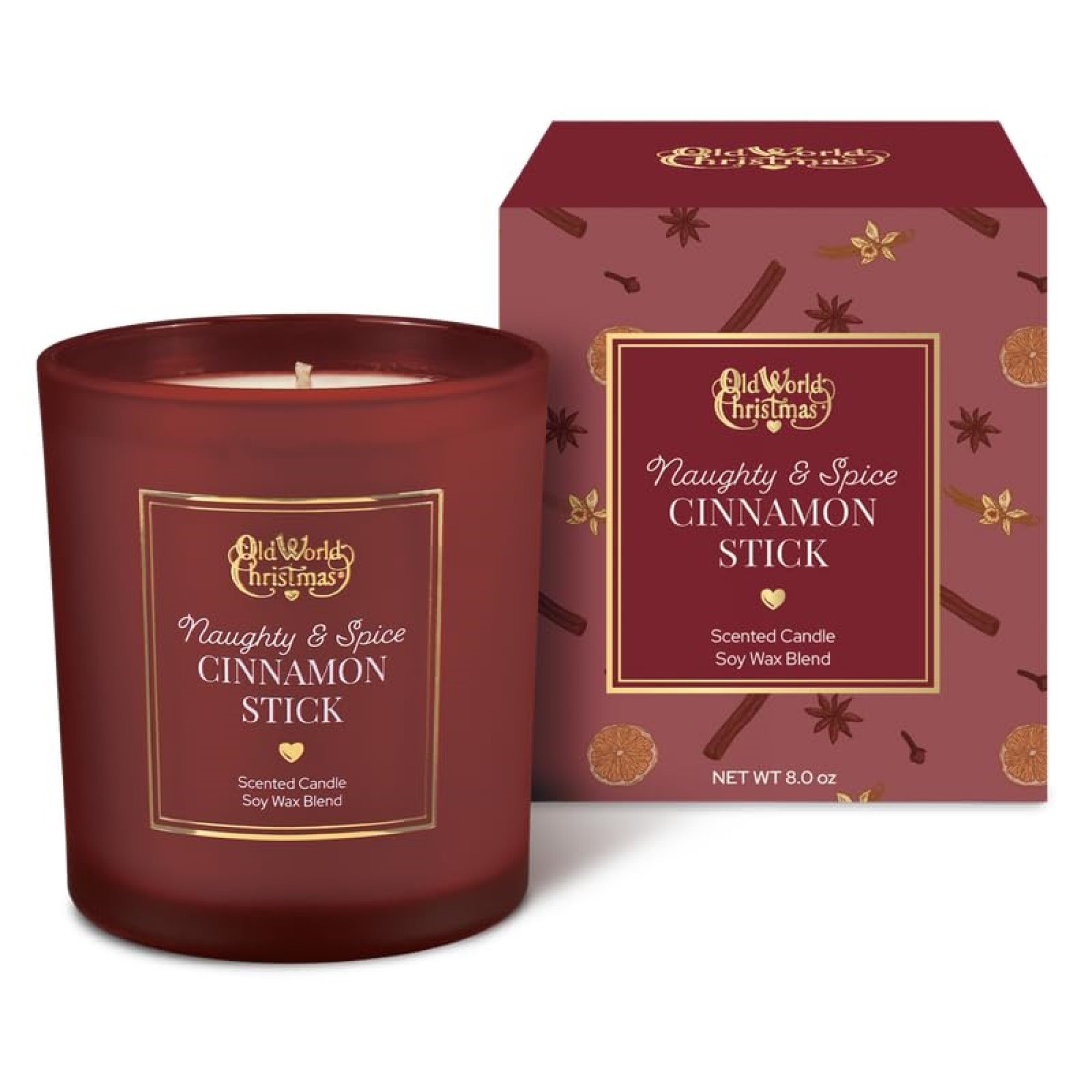 Old World Christmas Soy Wax Blend Candle, Naughty & Spice Cinnamon, 8oz