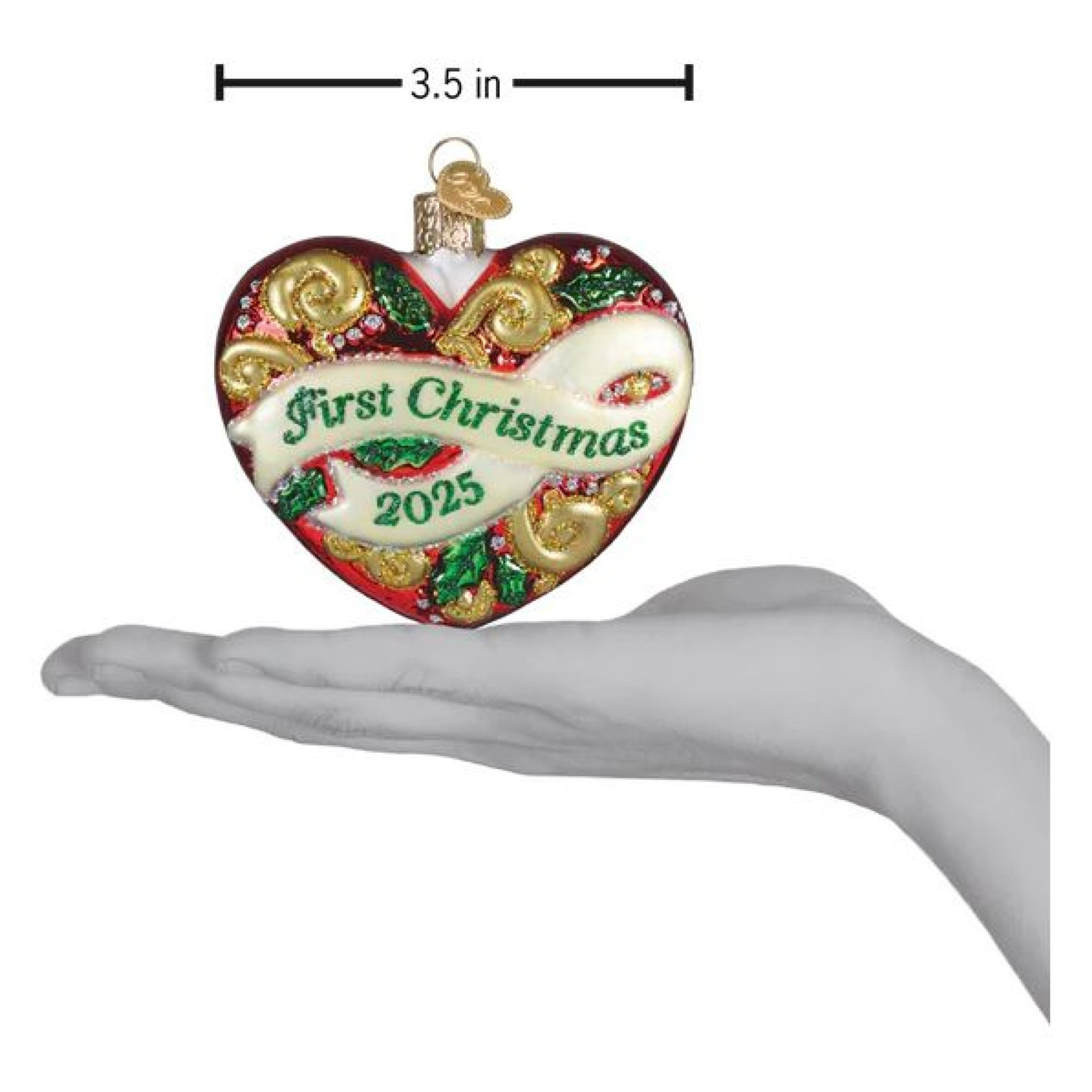 Old World Christmas Blown Glass Ornament for Christmas Tree, 2025 First Christmas Heart