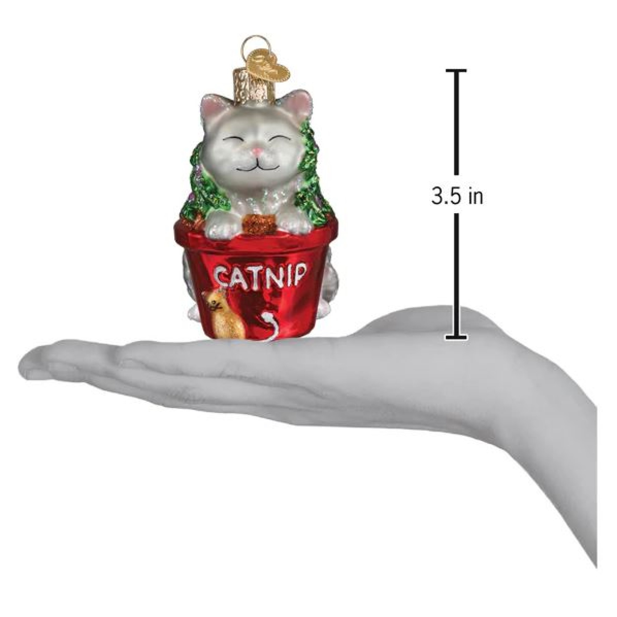 Old World Christmas Blown Glass Ornament for Christmas Tree, Catnip Cat