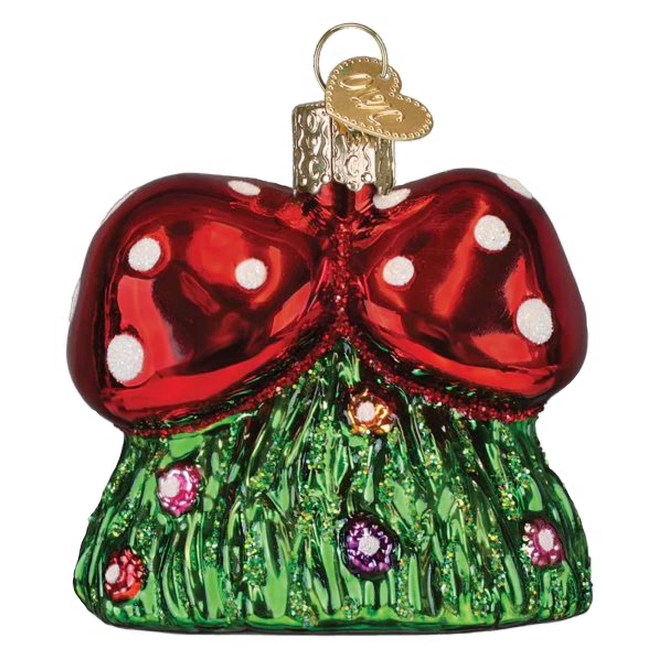 Old World Christmas Blown Glass Ornament for Christmas Tree, Happy Mushrooms