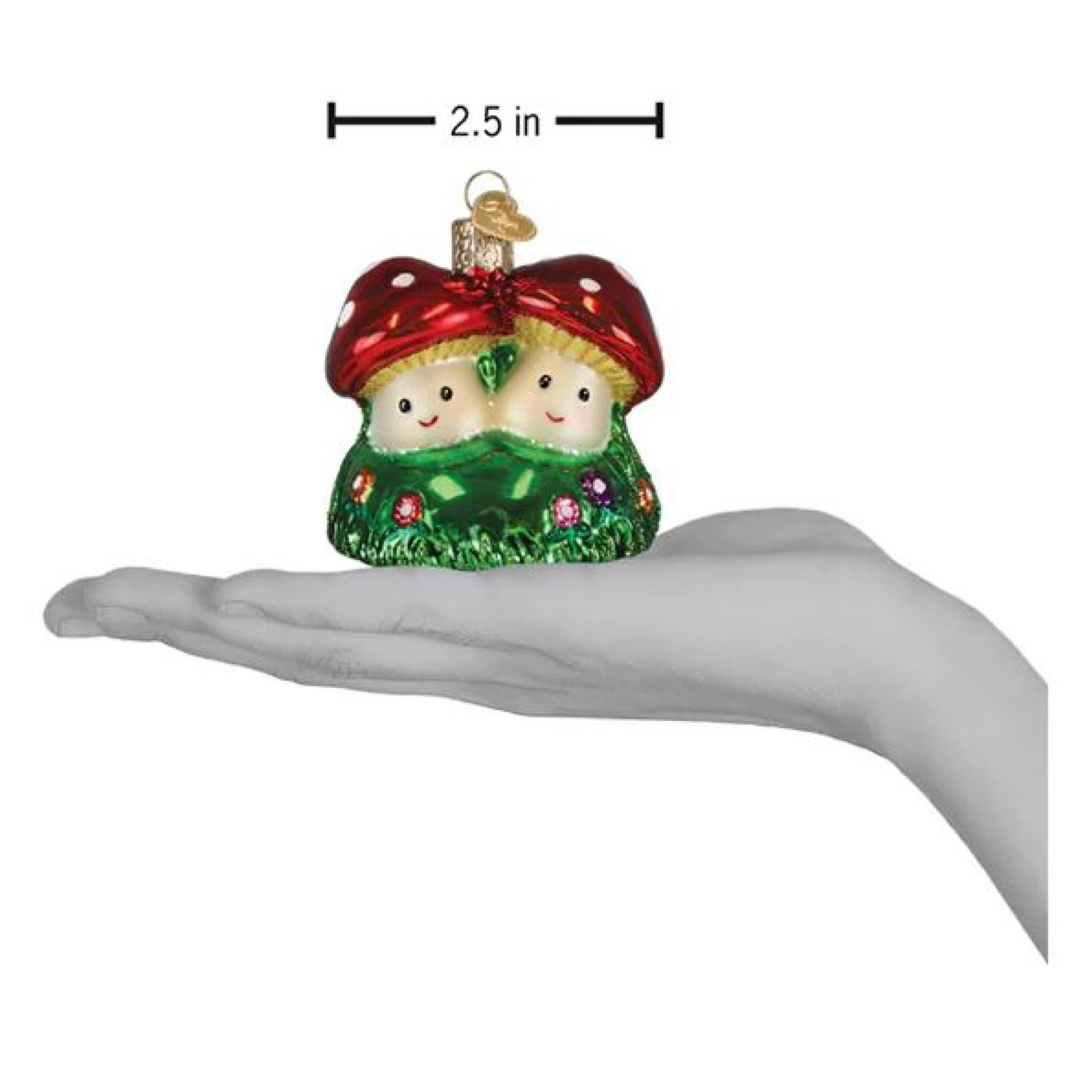 Old World Christmas Blown Glass Ornament for Christmas Tree, Happy Mushrooms