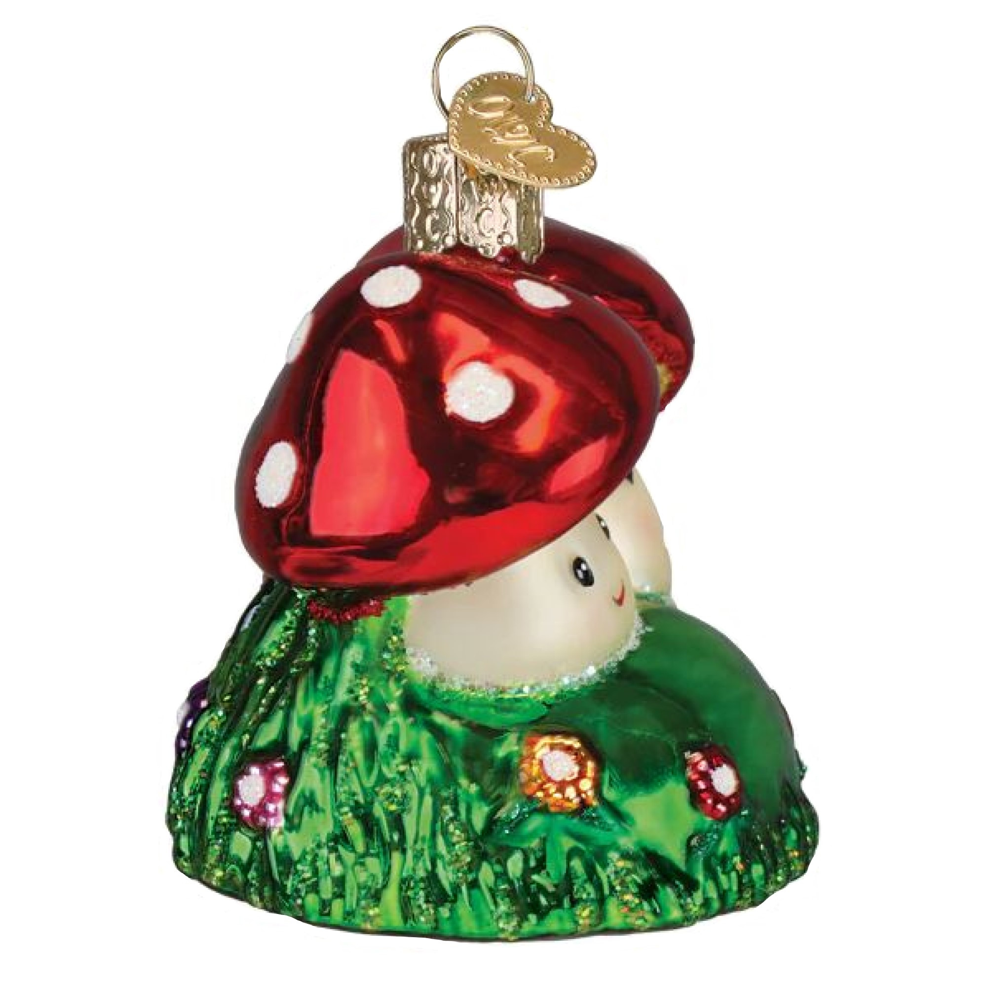 Old World Christmas Blown Glass Ornament for Christmas Tree, Happy Mushrooms