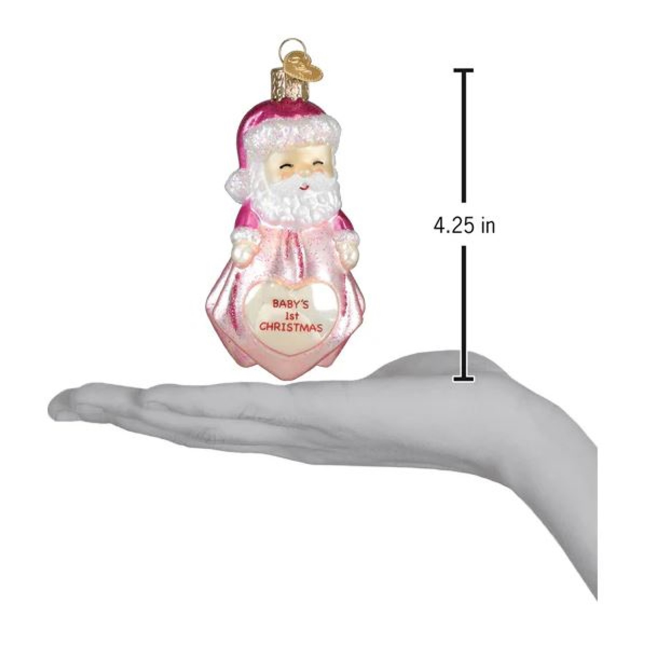 Old World Christmas Blown Glass Ornament for Christmas Tree, Baby Girl's 1st Santa Lovey