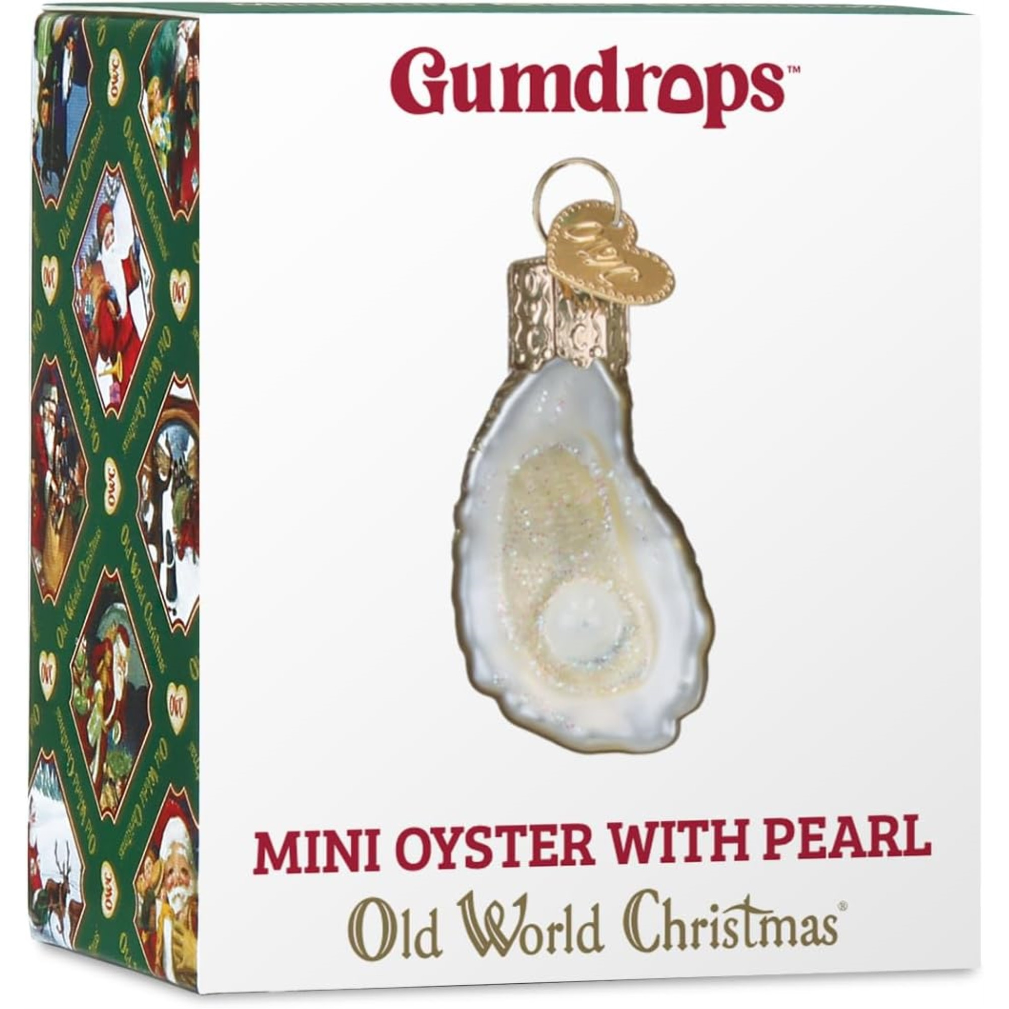 Old World Christmas Blown Glass Mini Ornament for Christmas Tree, Oyster with Pearl