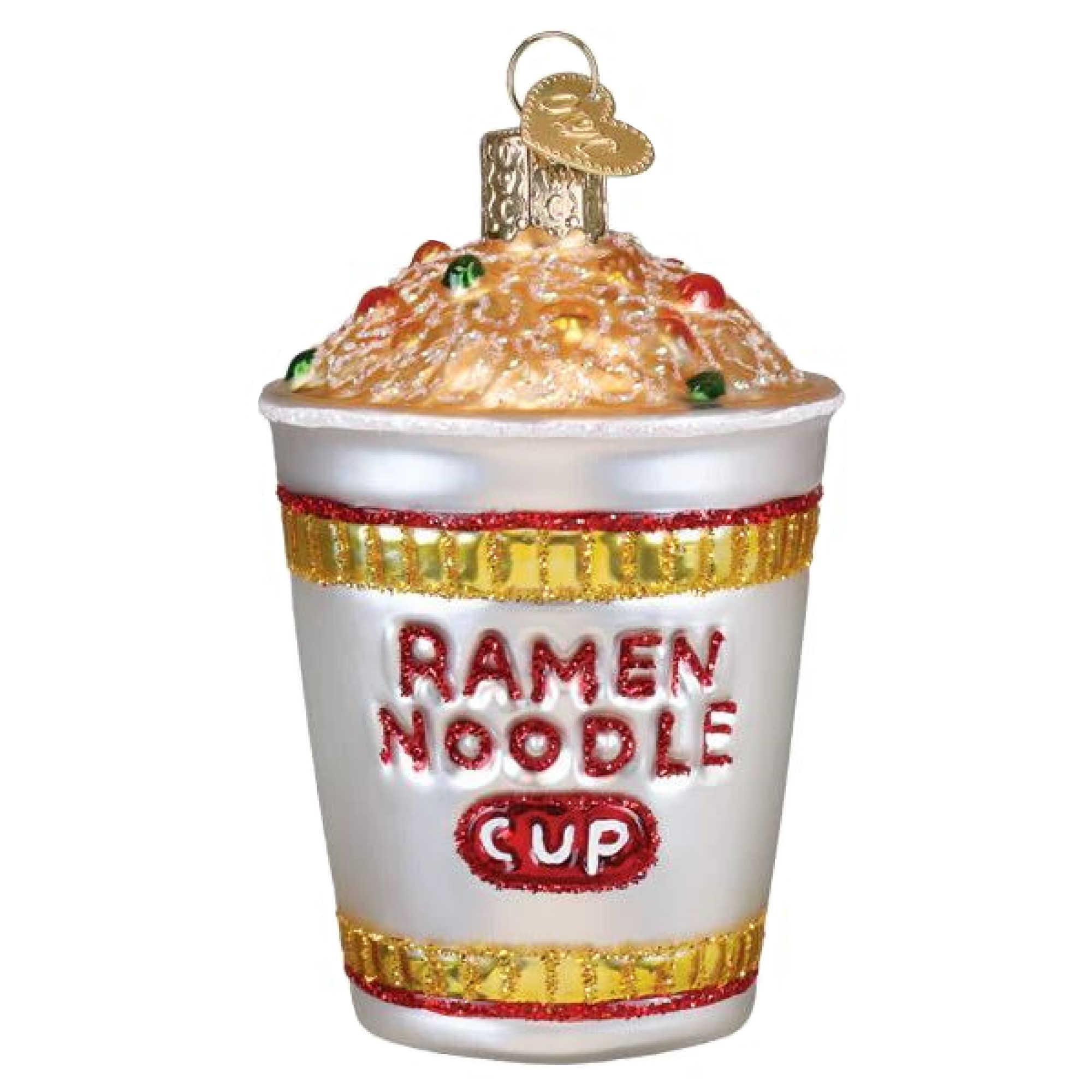 Old World Christmas Blown Glass Ornament for Christmas Tree, Ramen Noodle Cup
