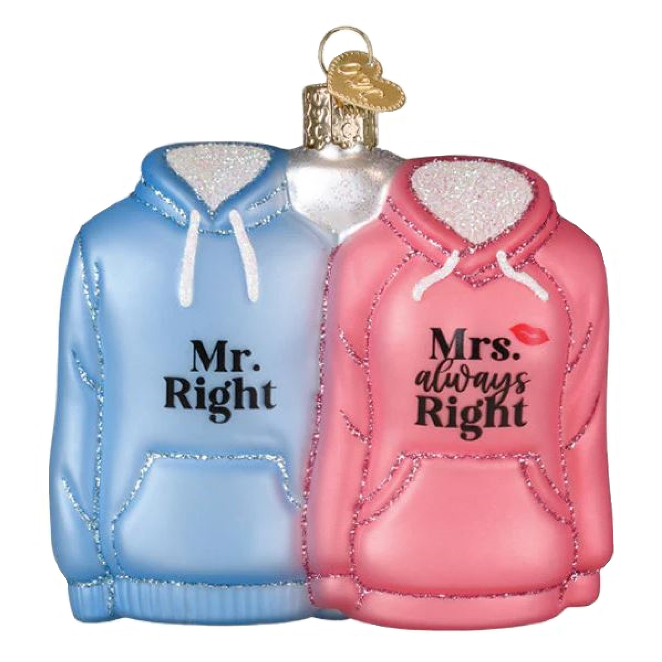 Old World Christmas Blown Glass Ornament for Christmas Tree, Mr. & Mrs. Hoodies