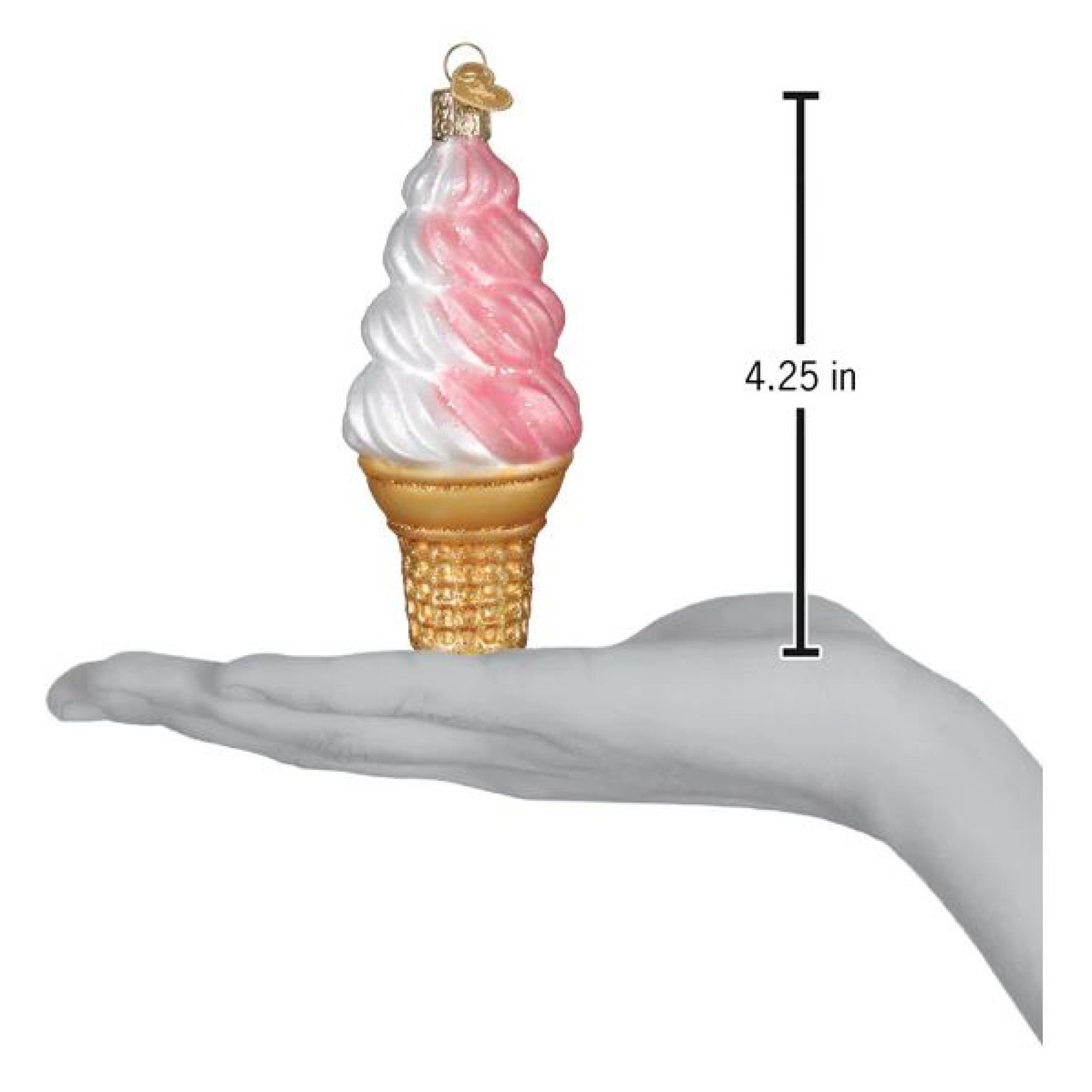 Old World Christmas Blown Glass Ornament for Christmas Tree, Strawberry Swirl Soft Serve