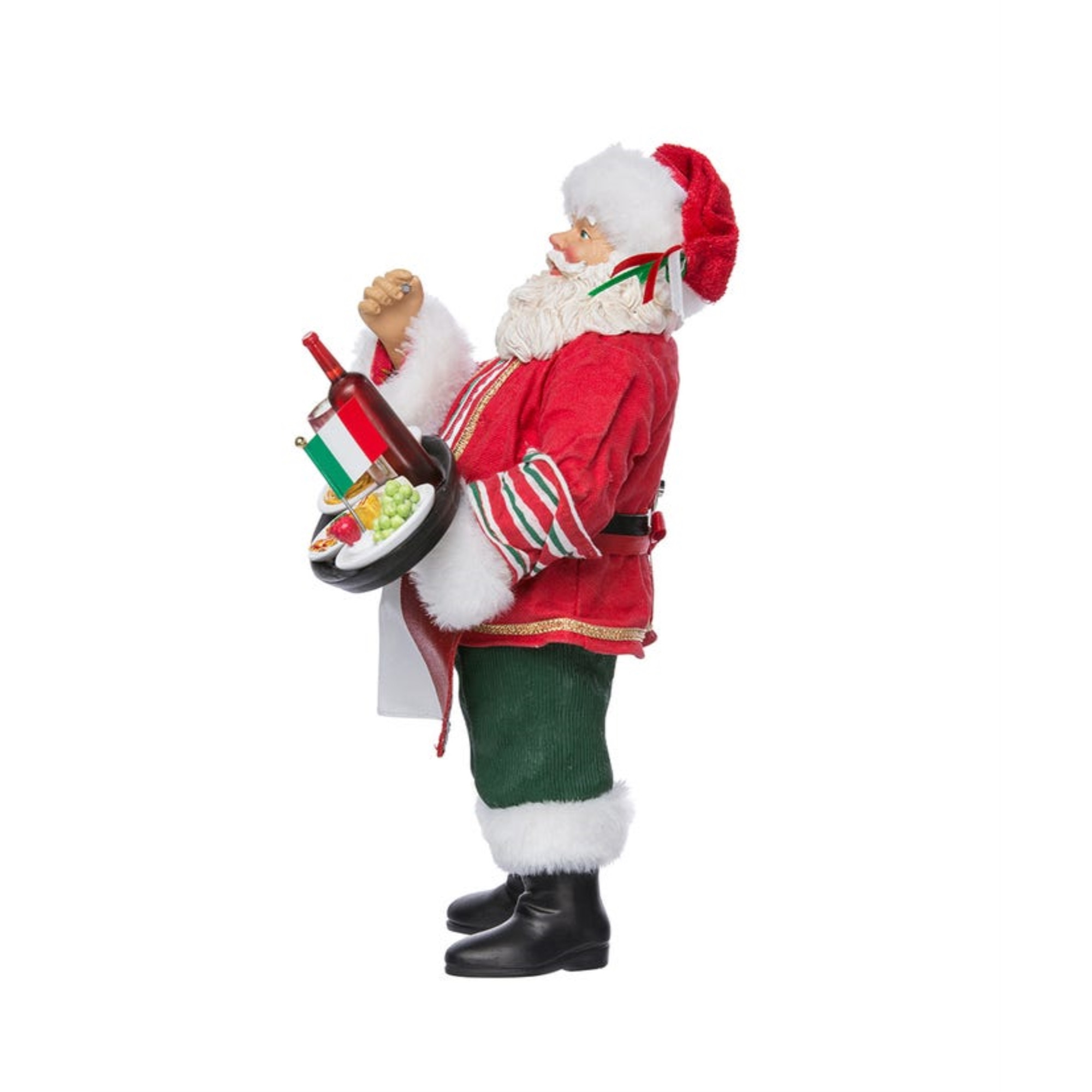 Kurt Adler Fabriché Musical Italian Santa Standing Christmas Figurine, Plays "Jingle Bells" — 10.5"