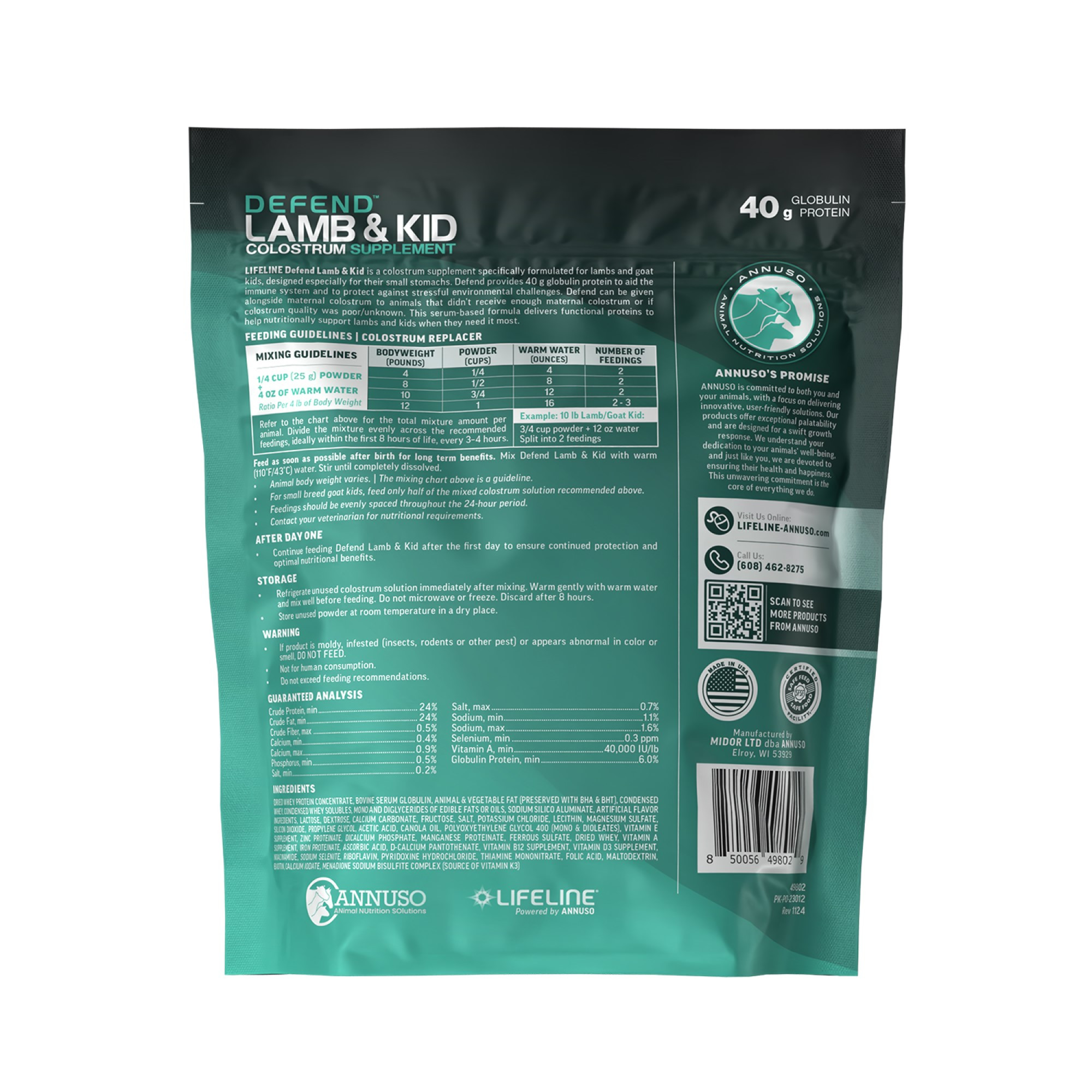 ANNUSO LIFELINE Defend Lamb & Kid Colostrum Supplement, 1lb Bag