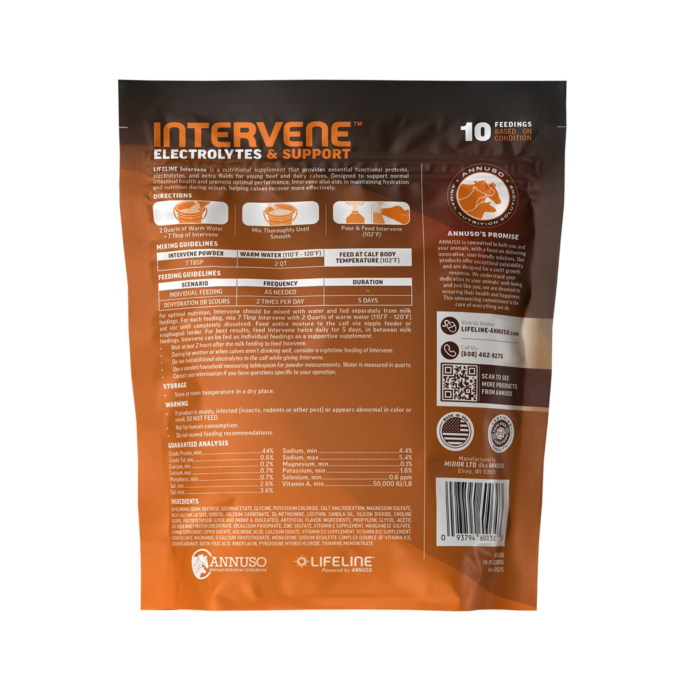 ANNUSO LIFELINE Intervene Electrolytes & Immune Support for Calves, 1lb Bag