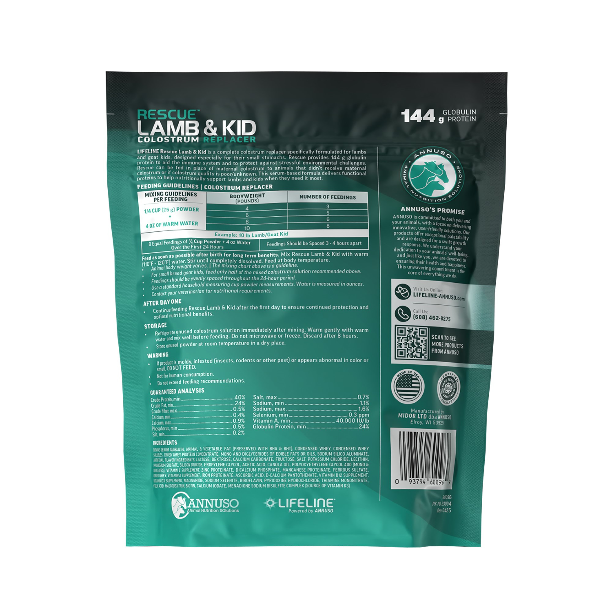 ANNUSO LIFELINE Rescue Lamb & Kid Colostrum Replacer, 1.3lb Bag
