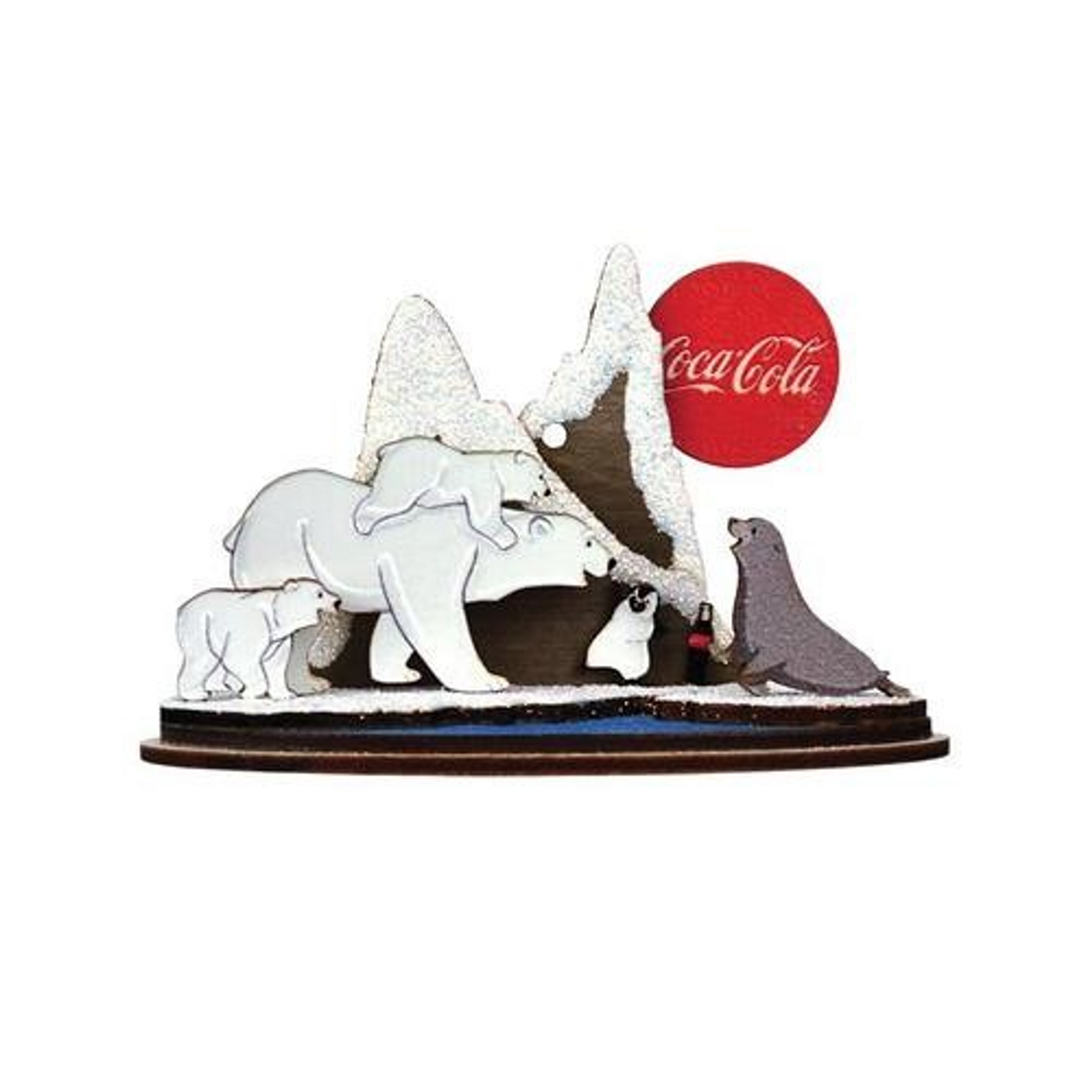 Old World Christmas Ginger Cottages Wooden Ornament for Christmas Tree, Coca-Cola Polar Bears