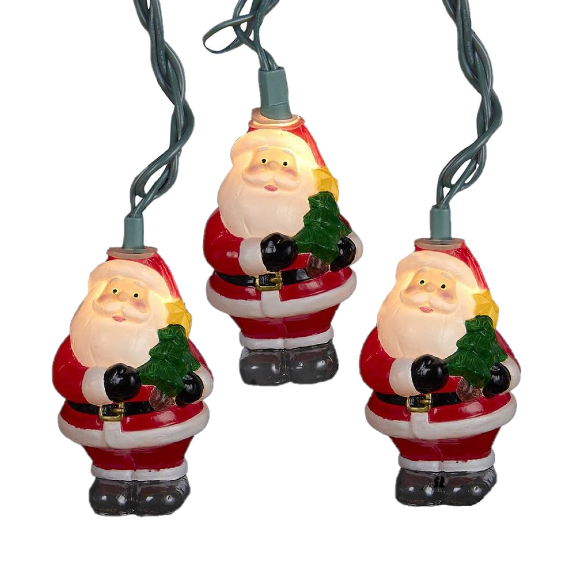 Kurt Adler Indoor/Outdoor UL 10-Light Santa Claus with Tree Light Set, 9ft