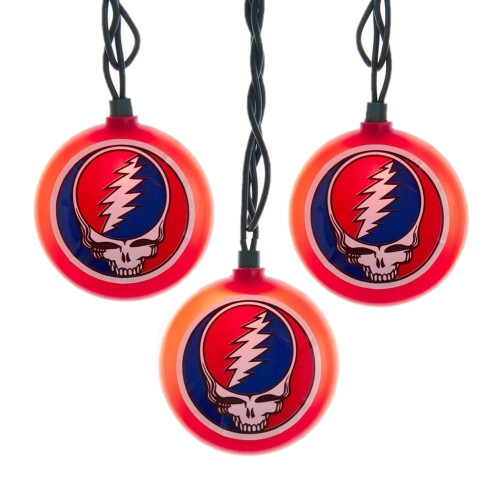 Kurt Adler Indoor/Outdoor UL 10-Light Grateful Dead Disc Light Set, 9ft
