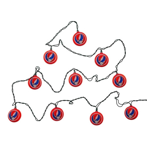 Kurt Adler Indoor/Outdoor UL 10-Light Grateful Dead Disc Light Set, 9ft