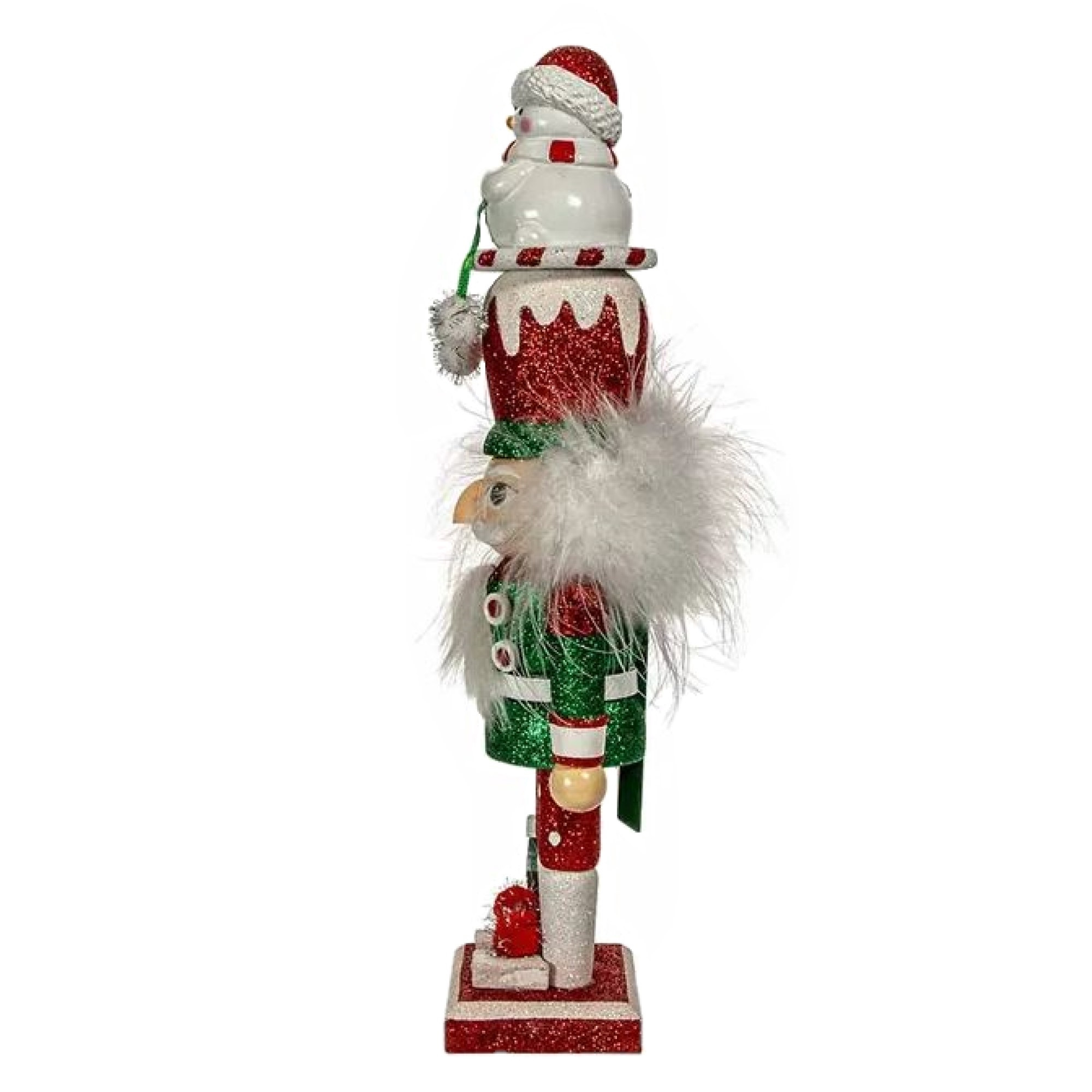 Kurt Adler Wooden Hollywood Nutcracker Collection, Red & Green Snowman Hat, 12"