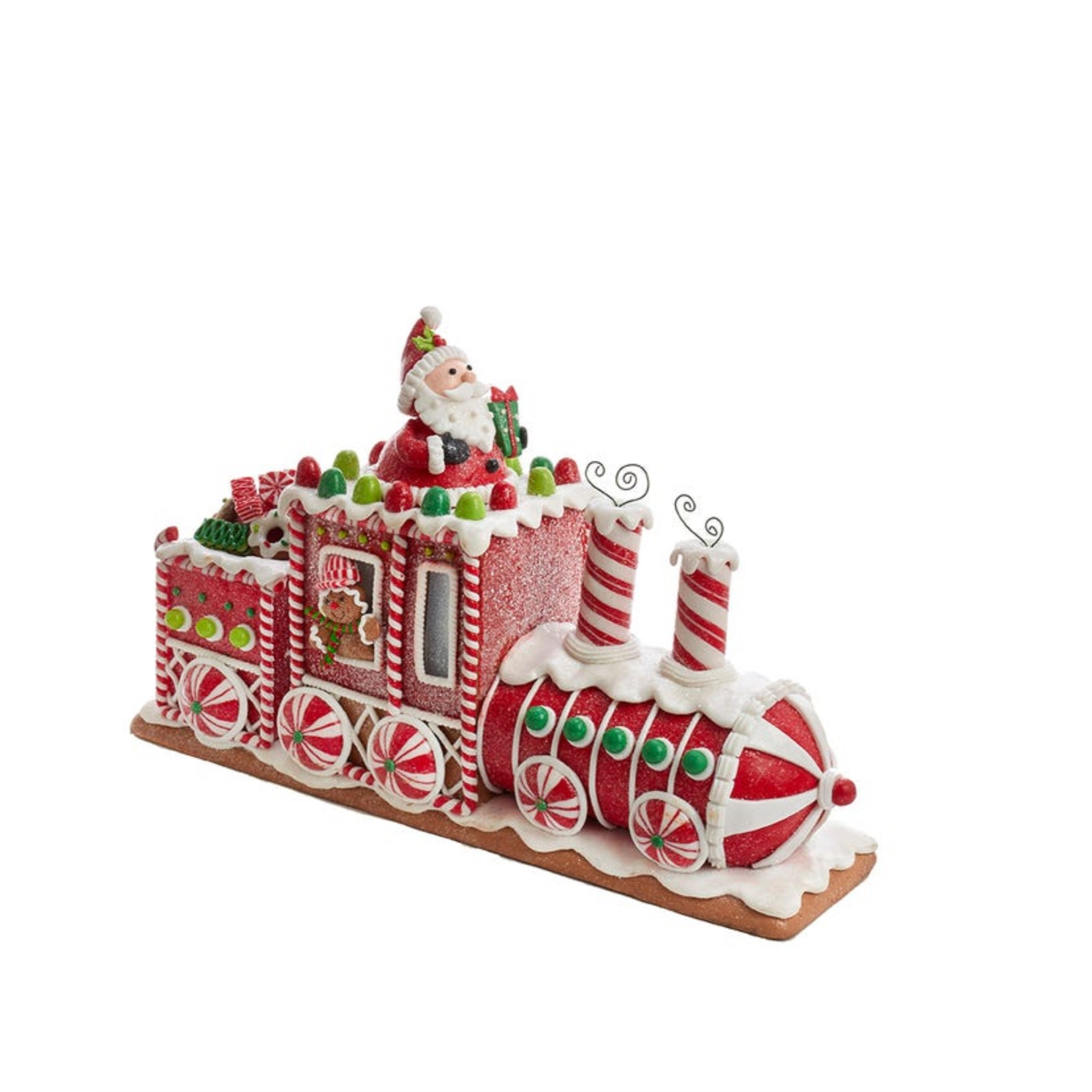 Kurt Adler Battery-Operated LED Lighted Table Piece, Gingerbread Junction Train, 7.5"