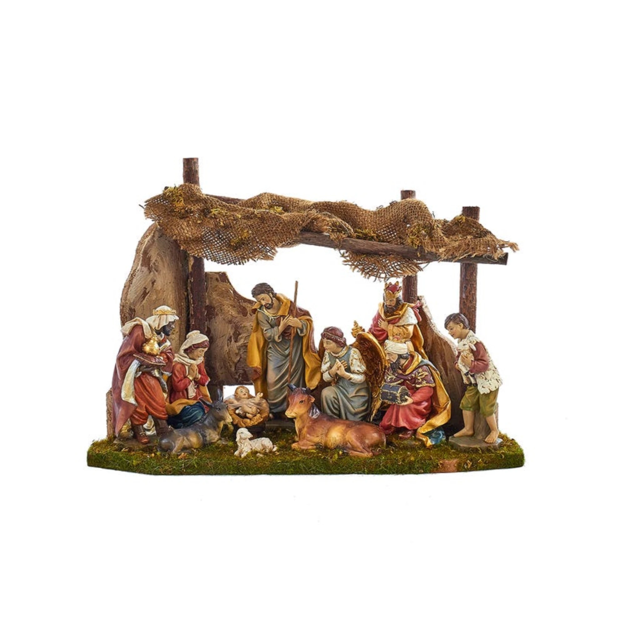 Kurt Adler Figurine Table Piece, Nativity Set with Stable (Set of 12)