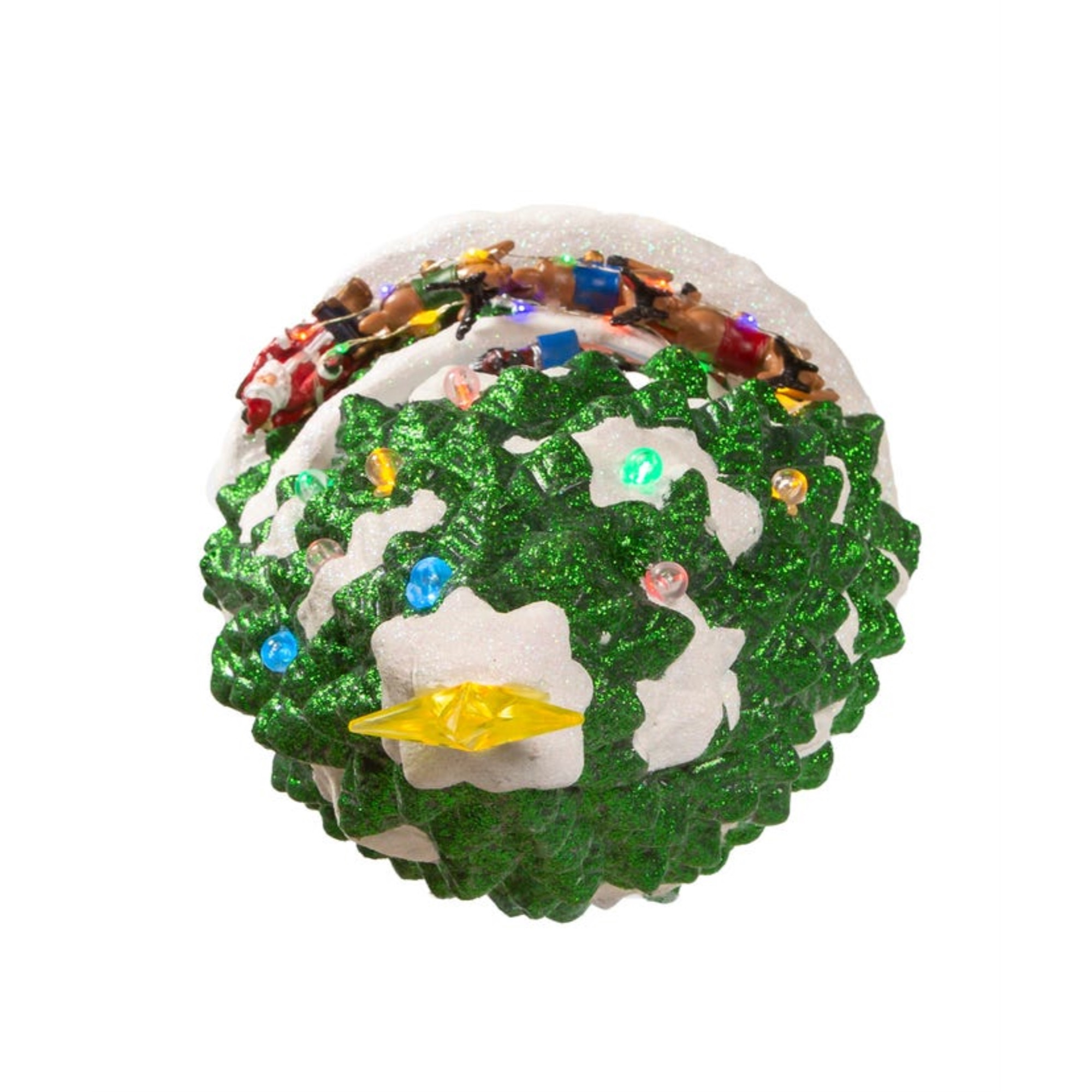 Kurt Adler Light Up Musical Christmas Tree with Moving Train Figurine, 15.7in
