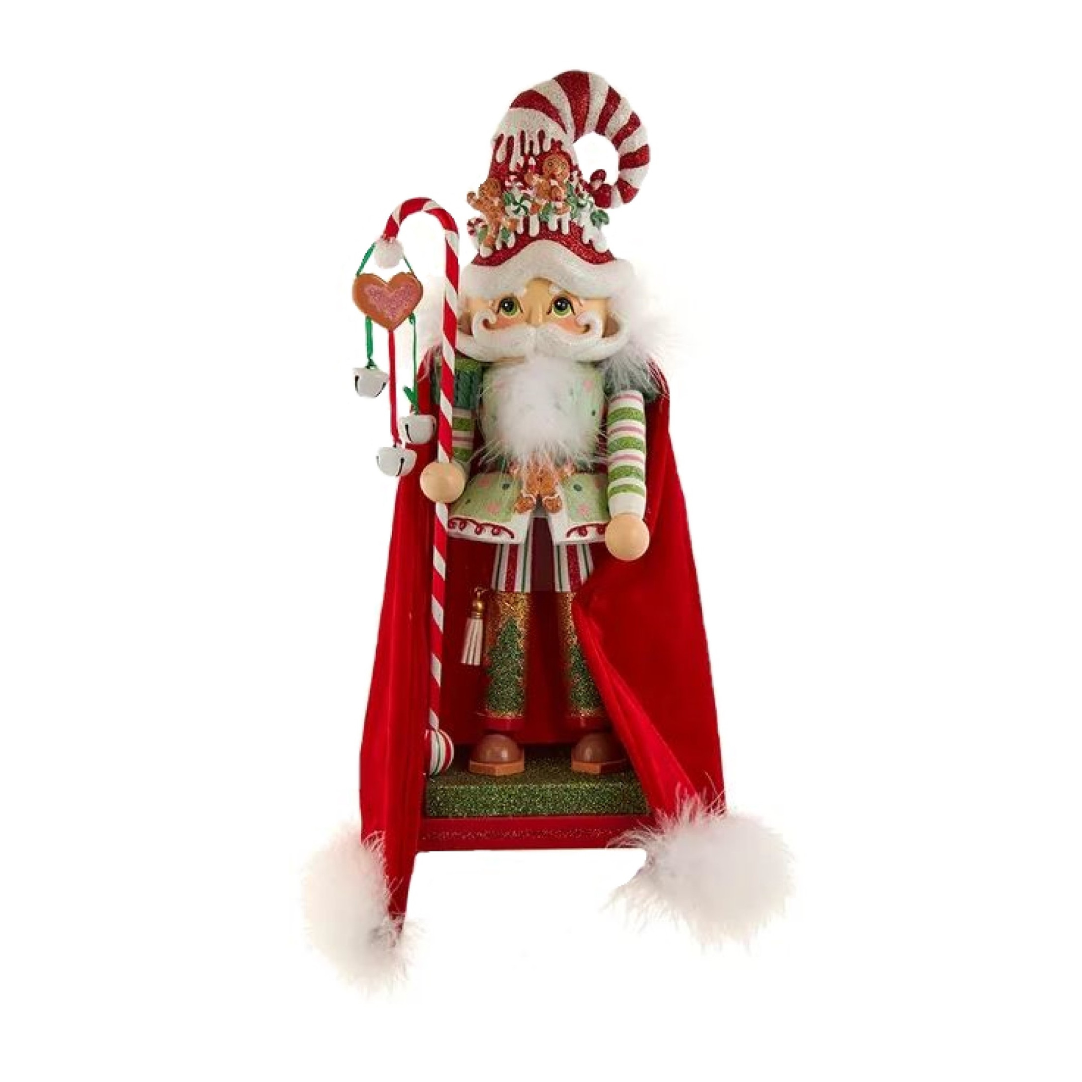 Kurt Adler Wooden Hollywood Nutcracker, Gingerbread Candy Santa, 15in