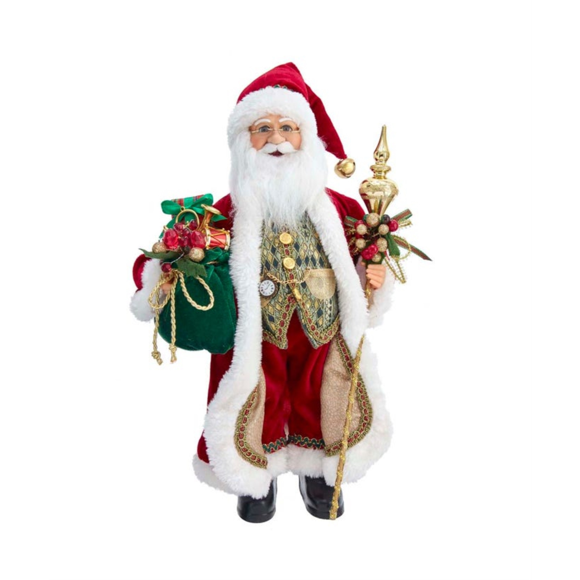 Kurt Adler Kringle Claus Collection, Elegant Santa, Red and Green, 17in