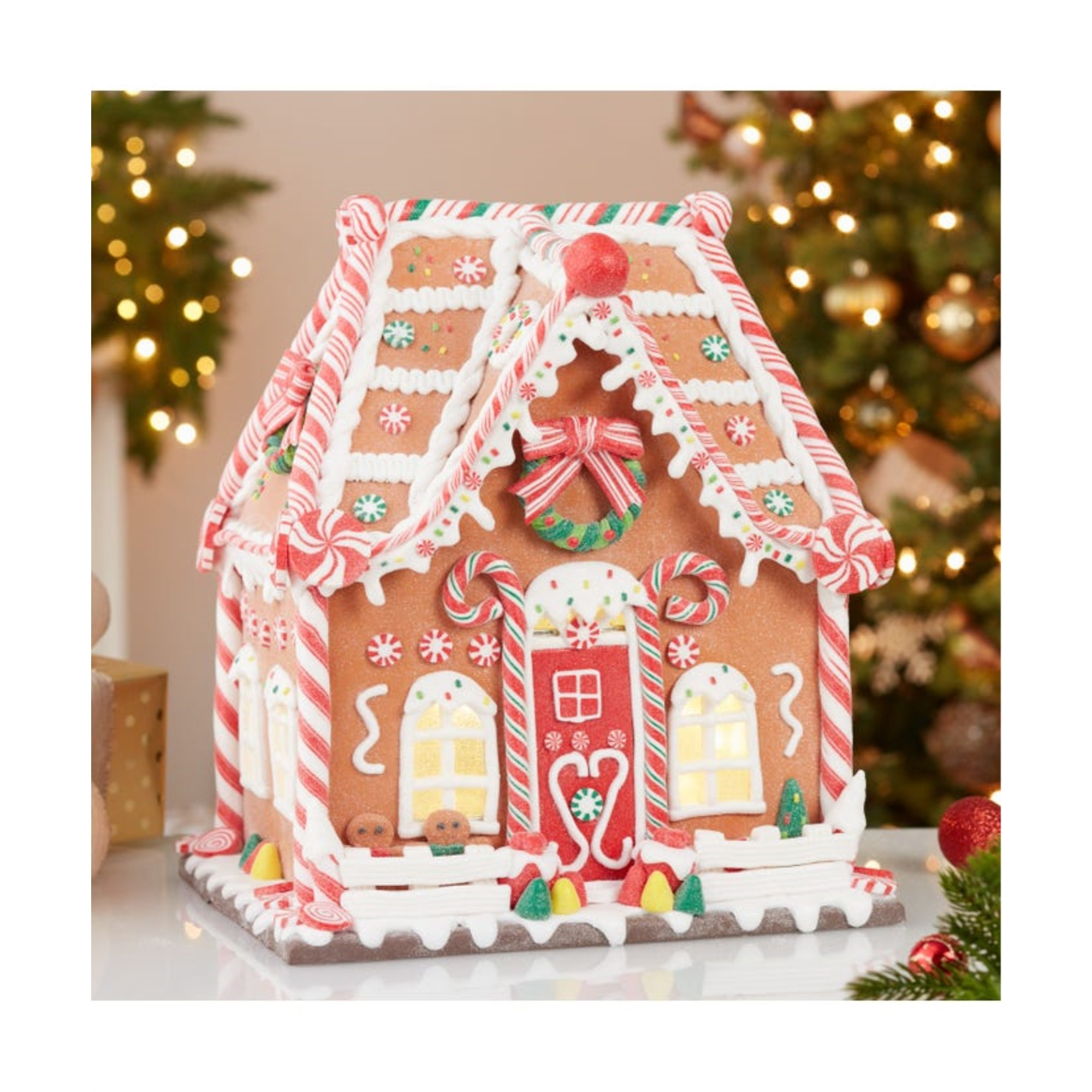 Kurt Adler Light Up Christmas Figurine Collection, Gingerbread House, 13in
