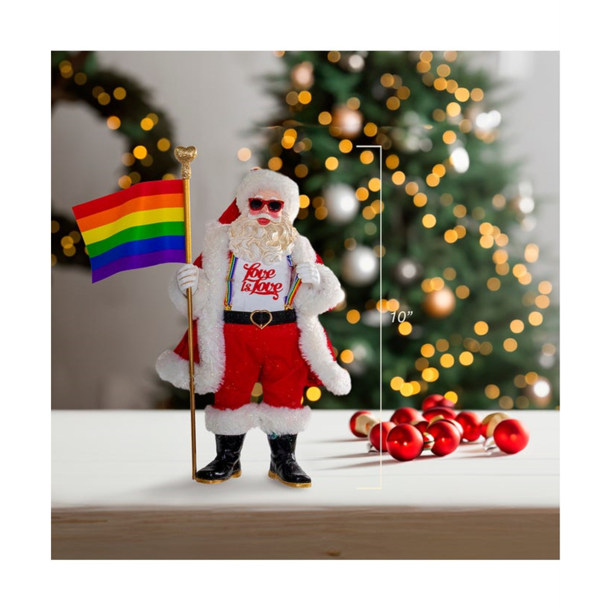Kurt Adler Fabriché Christmas Figurine Collection, Pride Santa, 10in