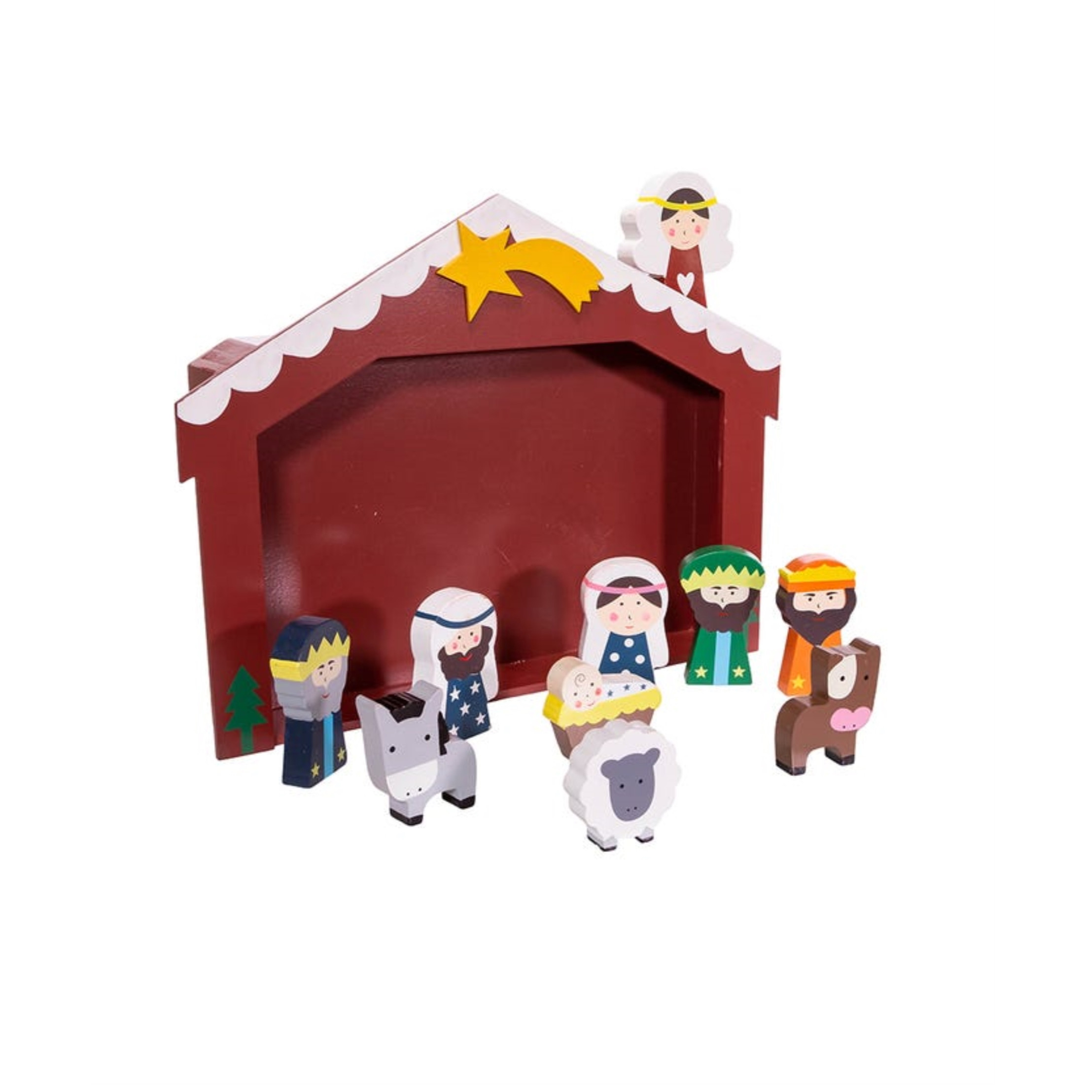 Kurt Adler Children's Nativity Set w/ Stable Table Piece, 10-Piece Set