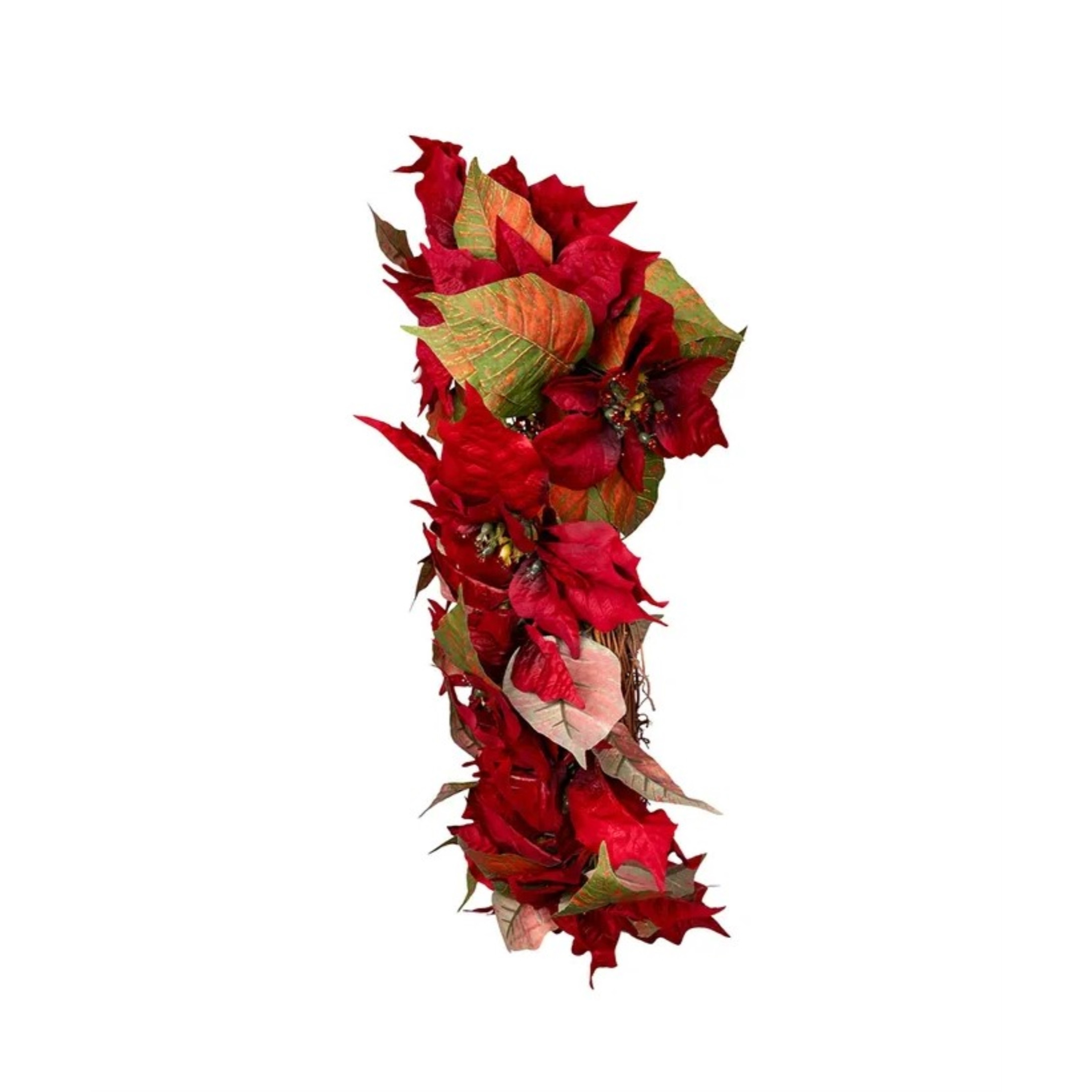Kurt Adler Unlit Christmas Wreath, Poinsettia, 24in