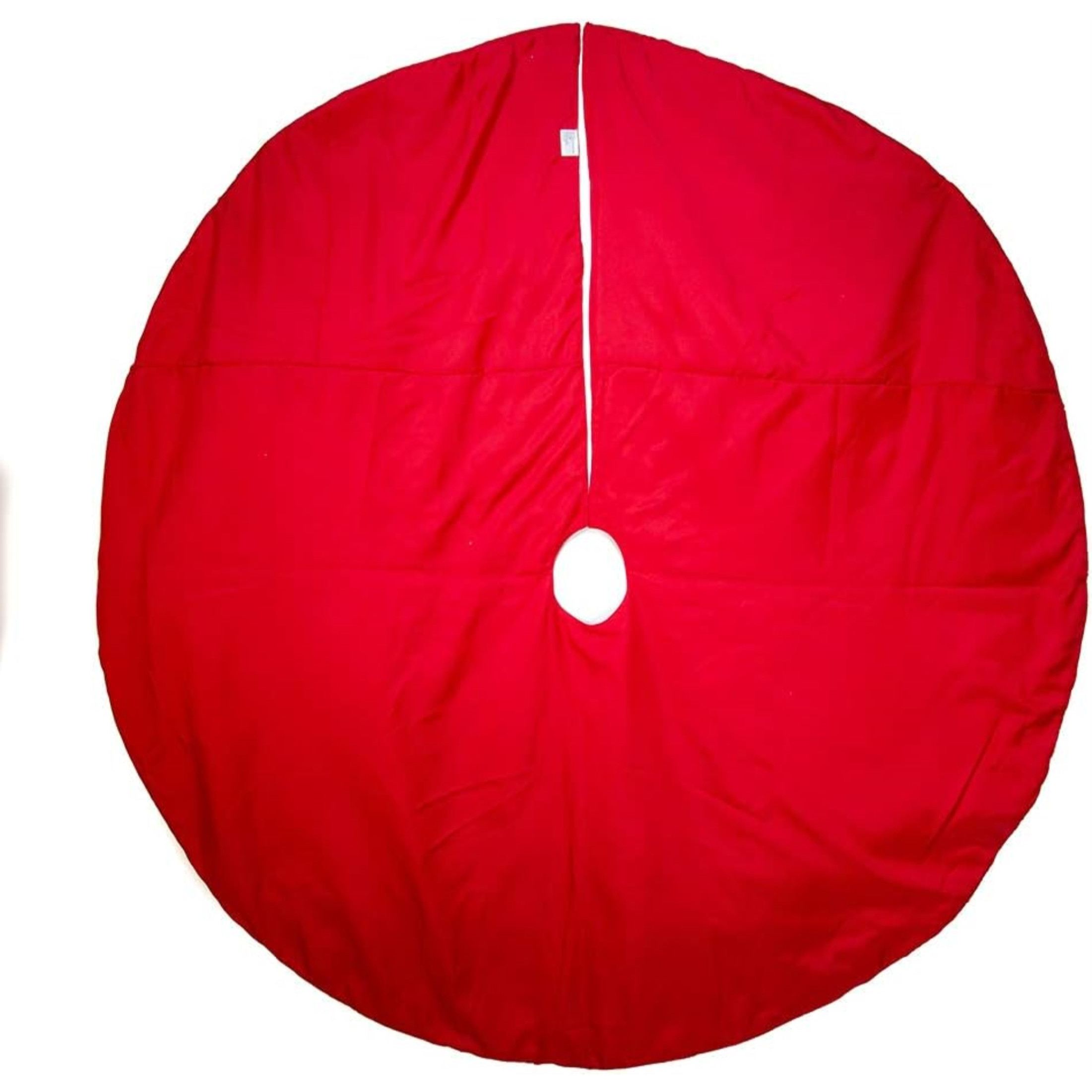 Kurt Adler Christmas Tree Skirt with Embroidered and Pleated Border, Red, 60in