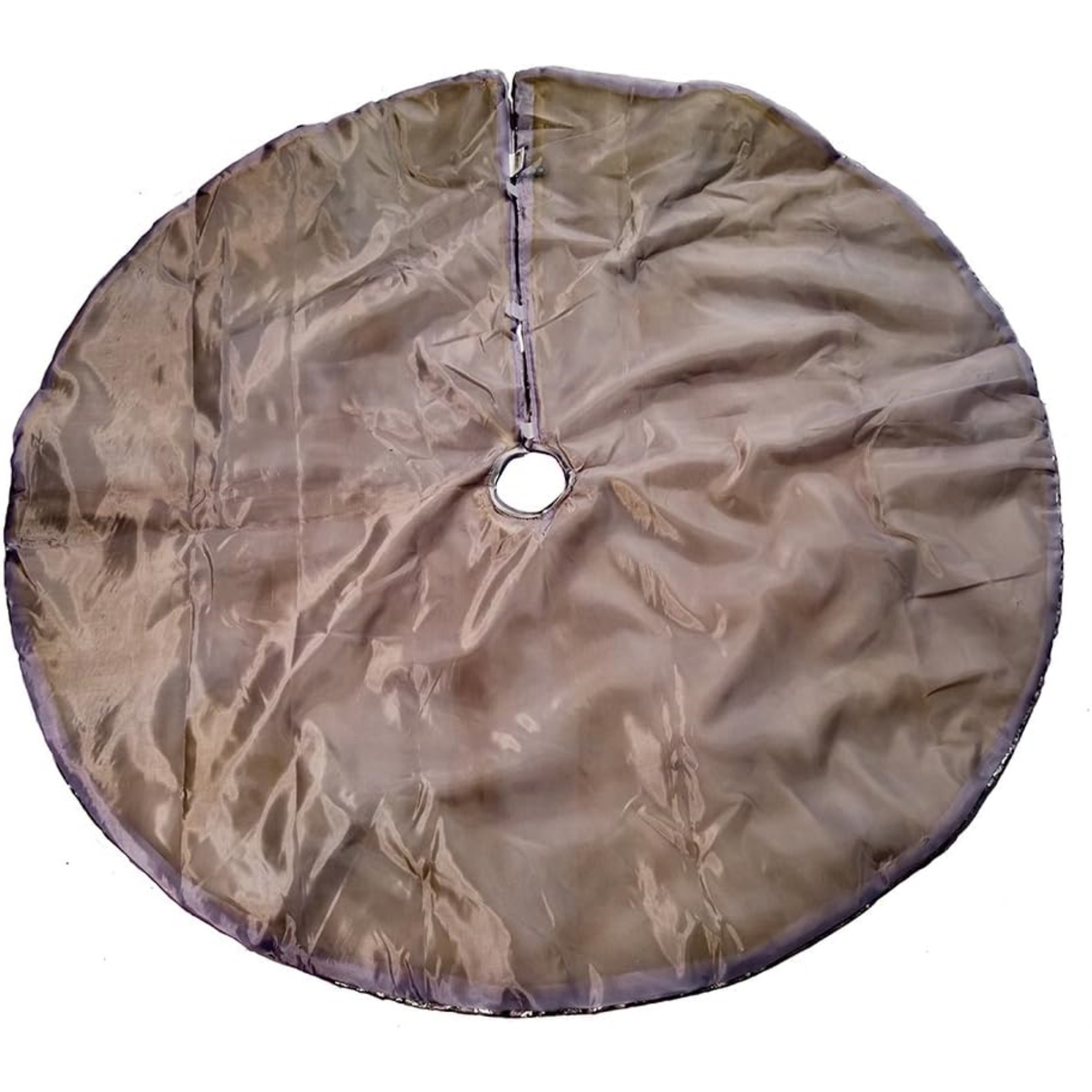 Kurt Adler Christmas Satin Tree Skirt with Sequined Border, Silver, 48in