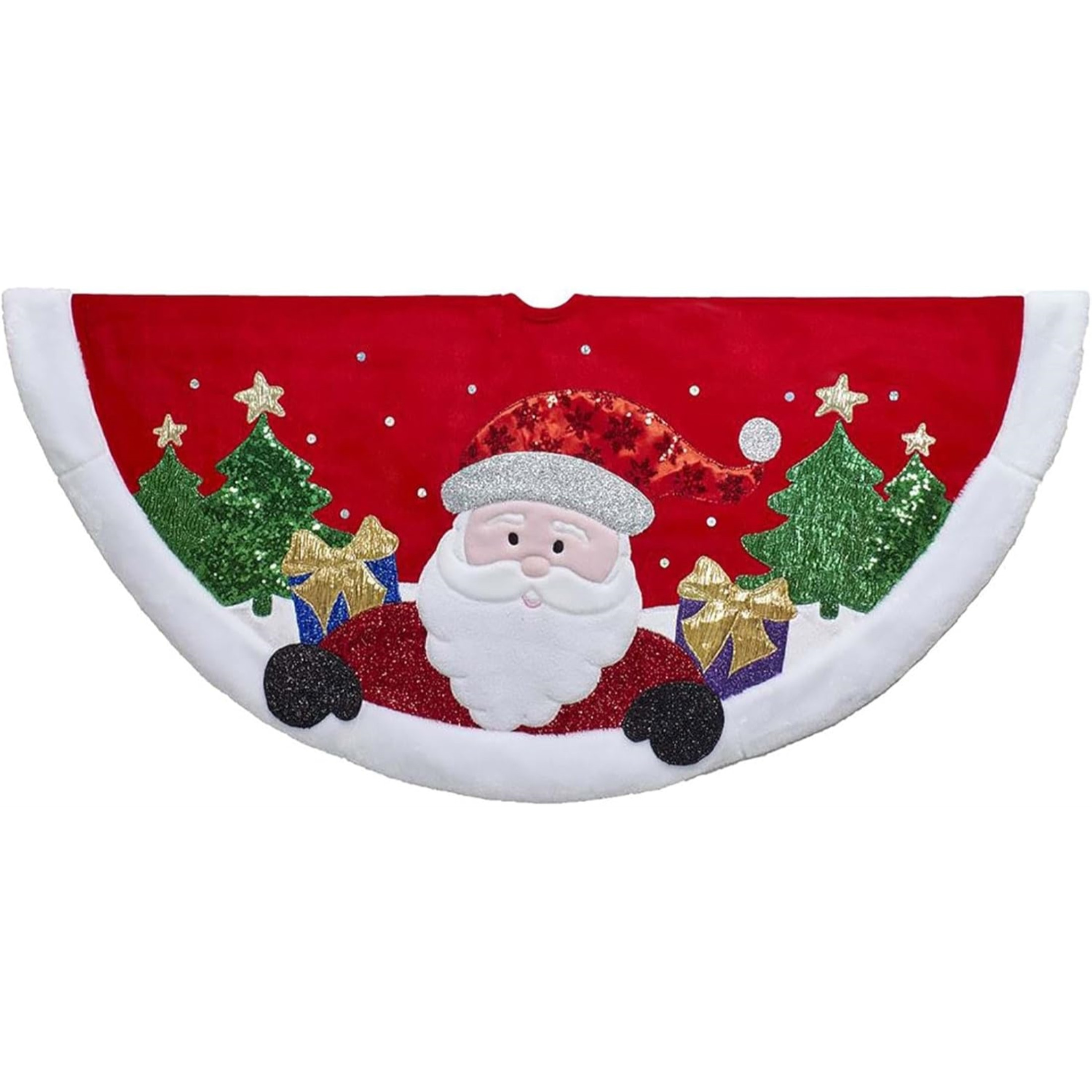 Kurt Adler Christmas Tree Skirt with Santa Design, Red, 48in