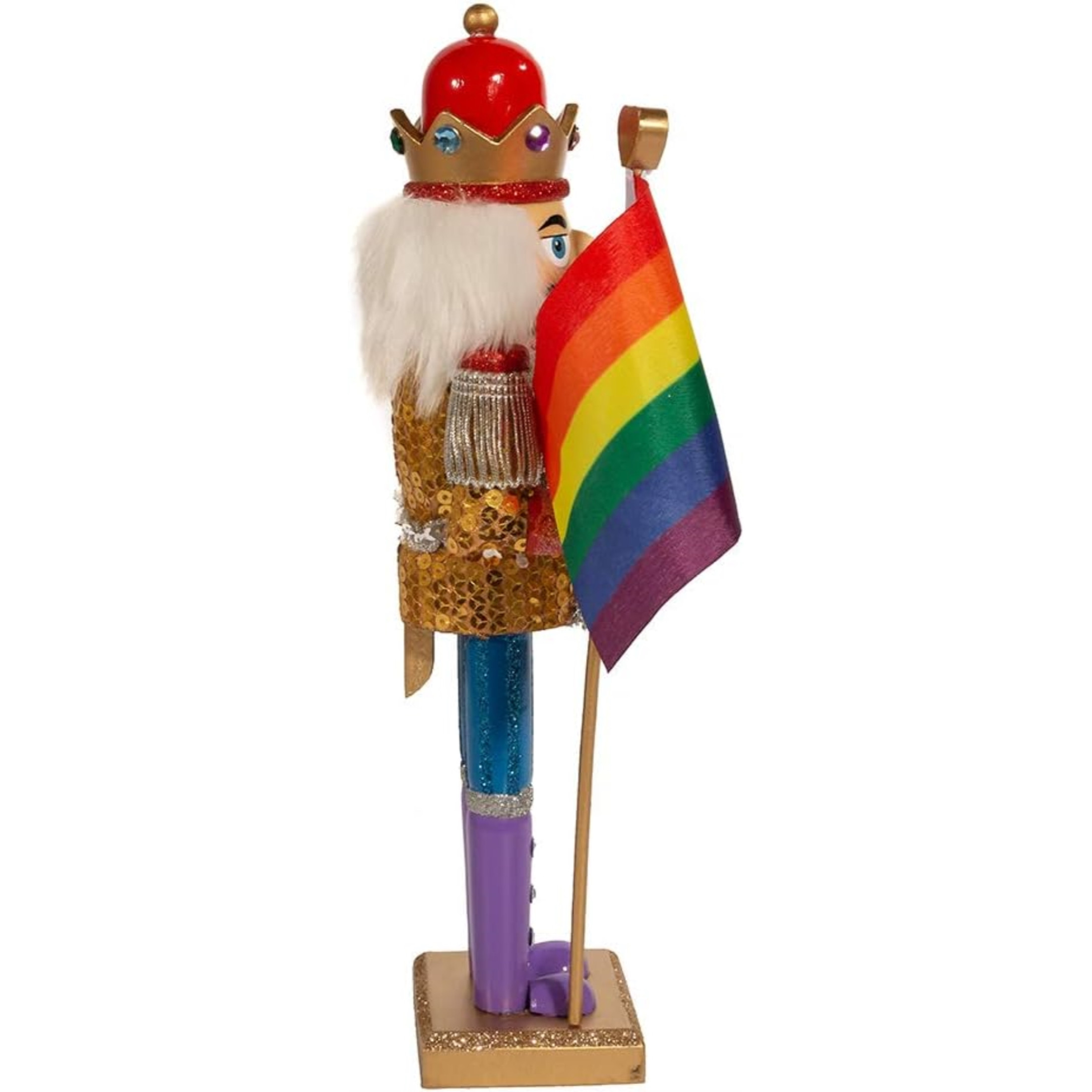 Kurt Adler Wooden Nutcrackers, Gay Pride Nutcracker with Colorful Pride Flag, 12"