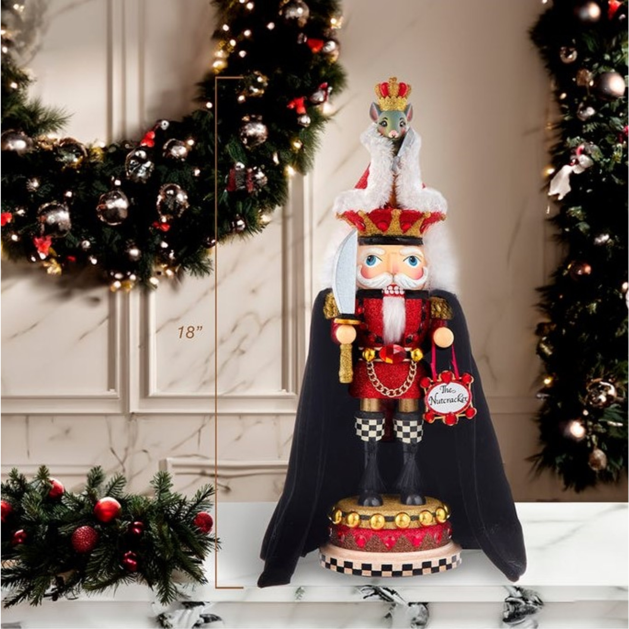 Kurt Adler Hollywood Wooden Nutcracker Collection, Nutcracker Suite Mouse King, 18"